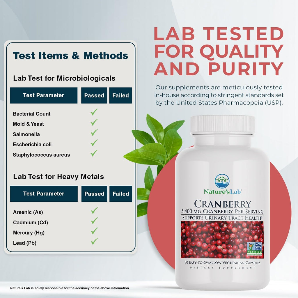 Nature's Lab Cranberry 5400mg – UTI Support | Non-GMO, Vegan, Gluten Free | 90 Capsules (3-Month) Pack of 2