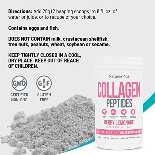 Natures Plus Collagen Peptides Berry Lemonade (0.8 lb) – Hair, Skin & Nails
