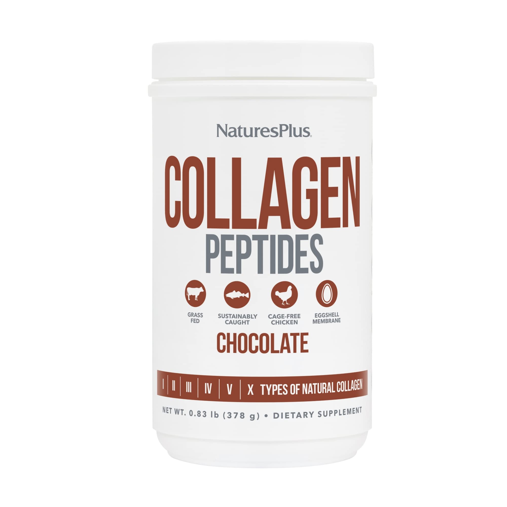 Natures Plus Collagen Peptides - Chocolate, 0.83 lb | Hair, Skin, Nails & Joints