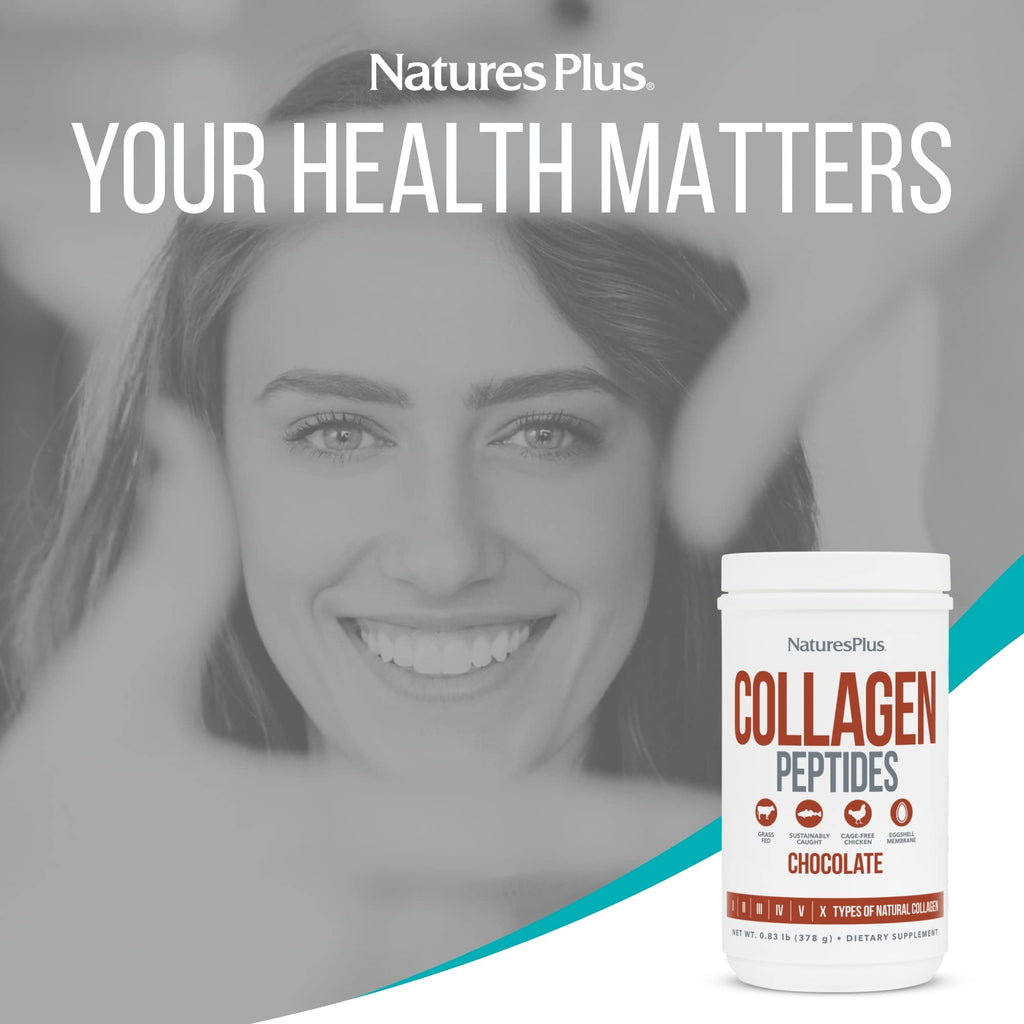 Natures Plus Collagen Peptides - Chocolate, 0.83 lb | Hair, Skin, Nails & Joints