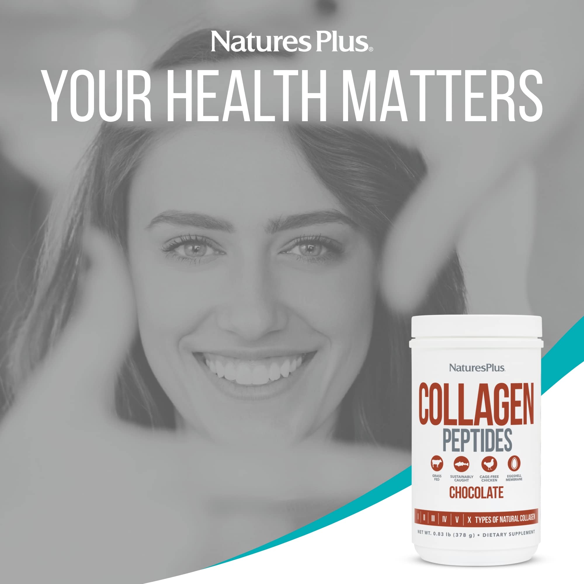 Natures Plus Collagen Peptides - Chocolate, 0.83 lb | Hair, Skin, Nails & Joints
