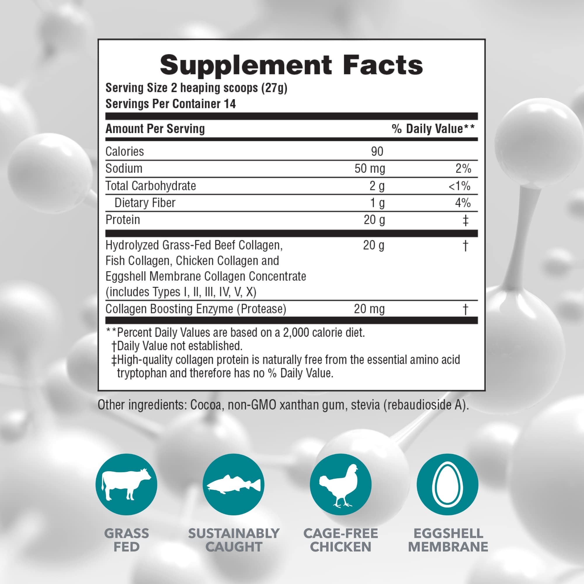 Natures Plus Collagen Peptides - Chocolate, 0.83 lb | Hair, Skin, Nails & Joints