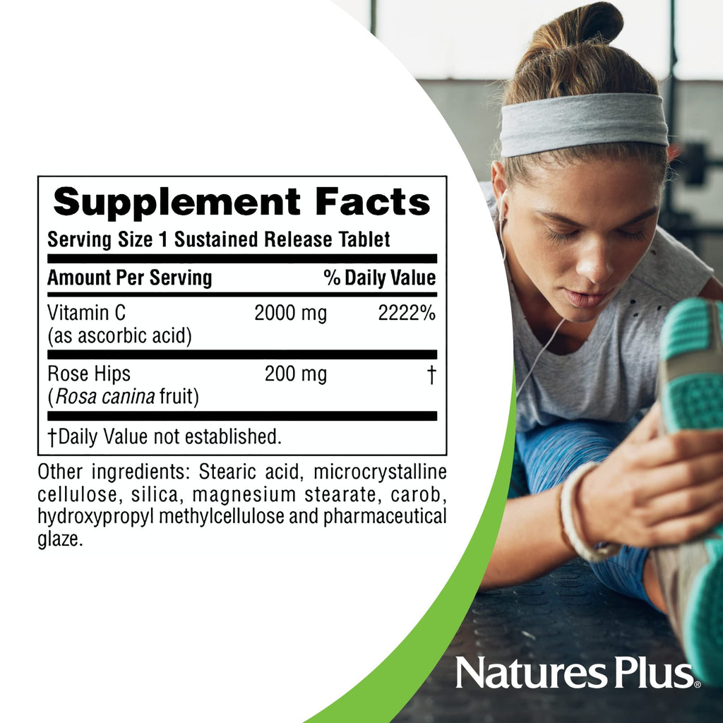Natures Plus Ultra C with Rose HIPS 2000 mg - 90 Vegetarian Tablets | Immune Support & Antioxidant