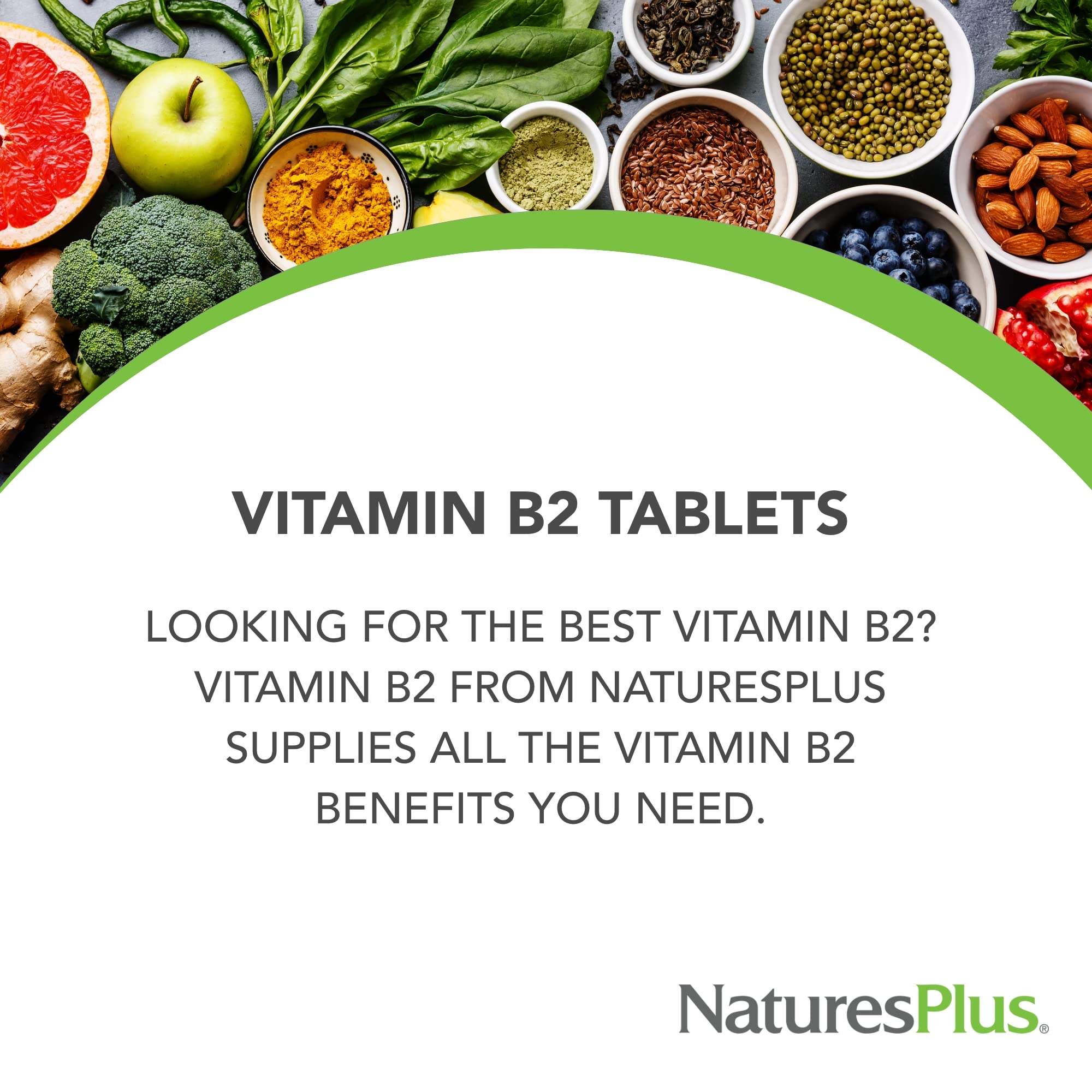 Natures Plus Vitamin B2 (Riboflavin) 100 mg – 90 Vegetarian Tablets