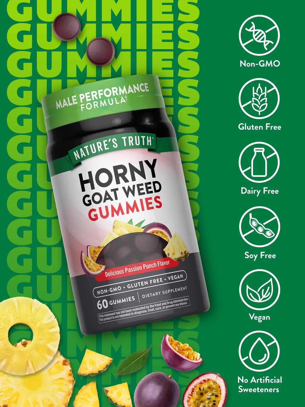 Nature's Truth Horny Goat Weed Gummies – 60 Count, Maca Root, Vegan & Gluten Free
