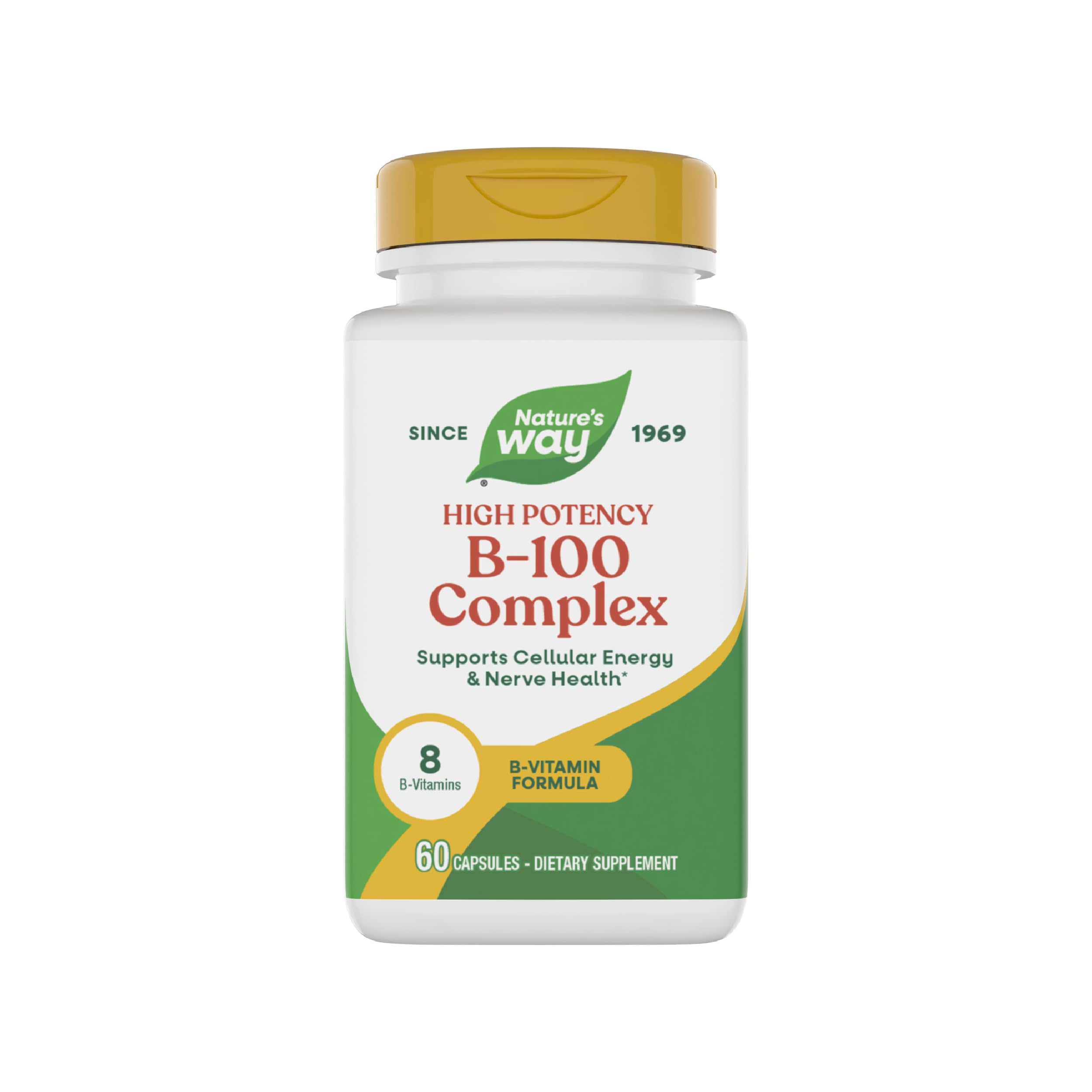 Nature's Way B-100 Complex — Supports Cellular Energy & Nerve Health, 8 B-Vitamins, 60 Capsules