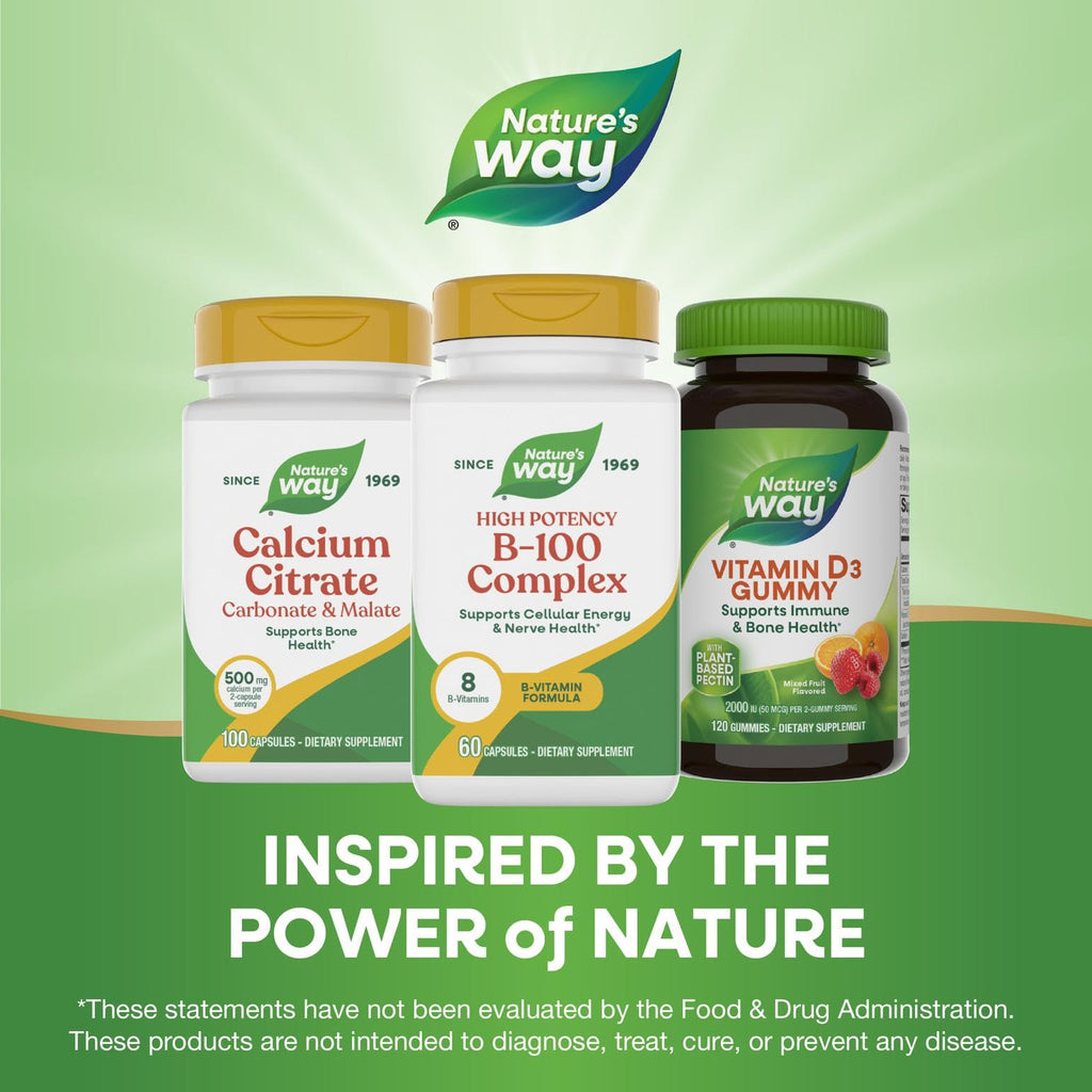 Nature's Way B-100 Complex — Supports Cellular Energy & Nerve Health, 8 B-Vitamins, 60 Capsules