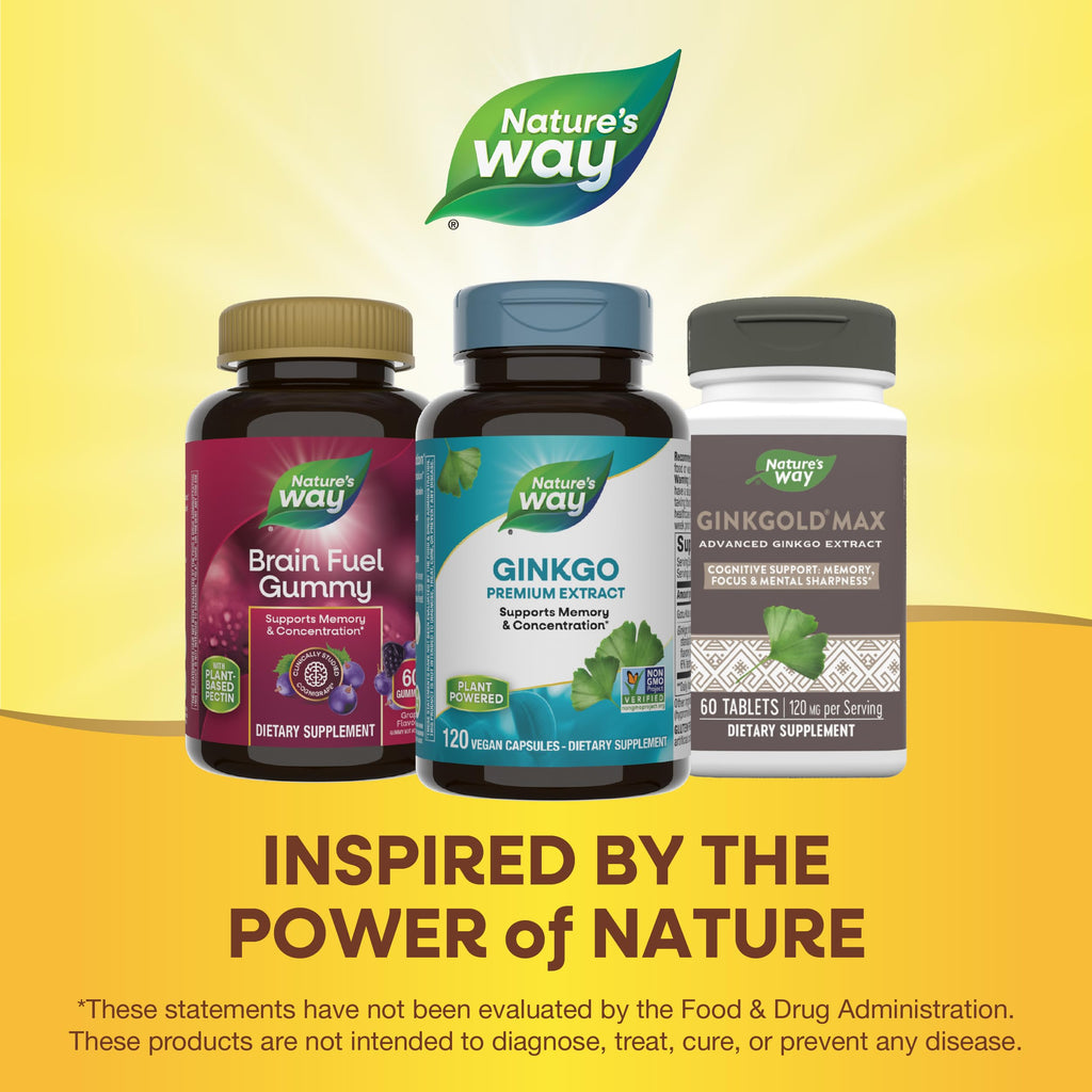 Nature's Way Ginkgo Premium Extract – Memory & Concentration, 120 Capsules