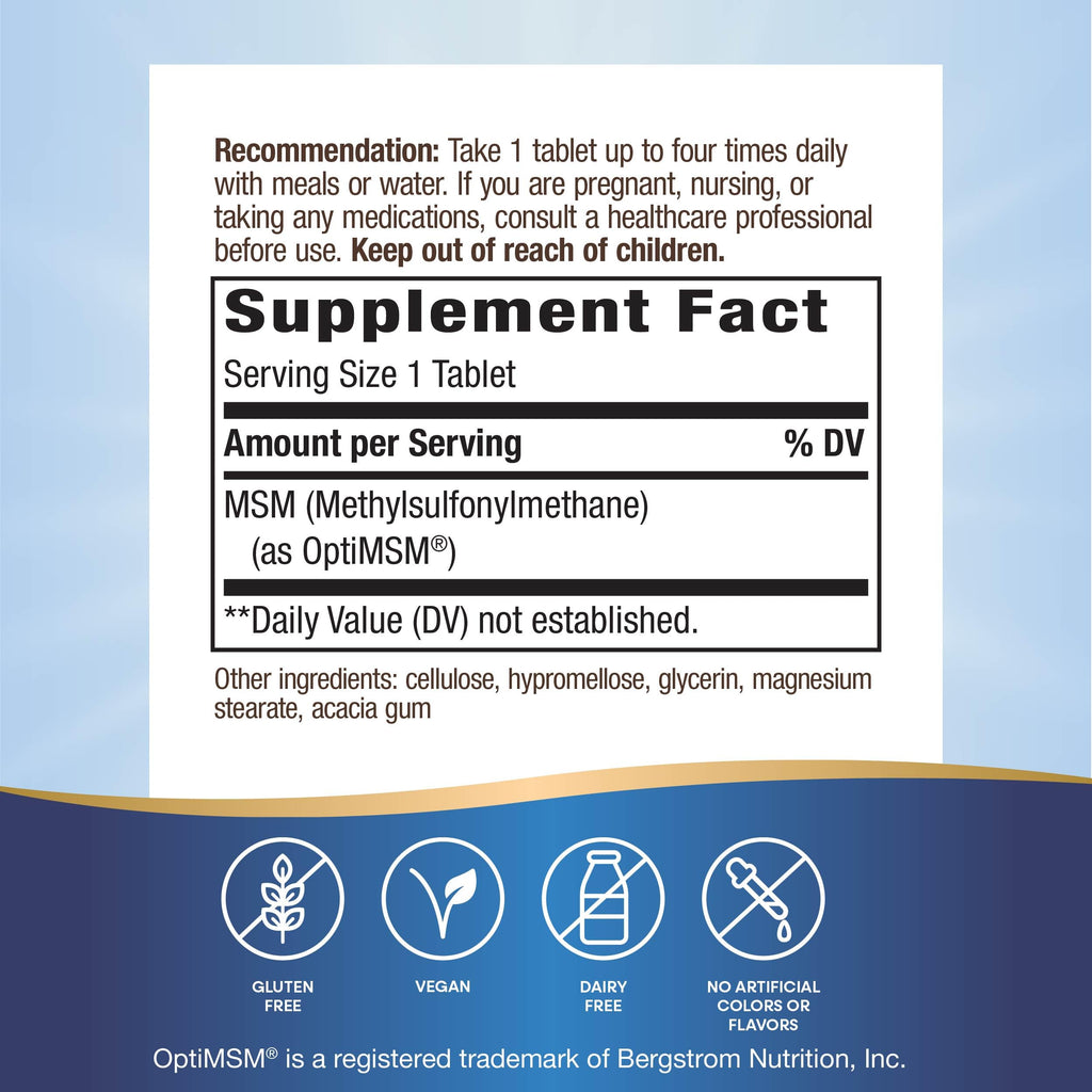 Nature's Way MSM 1000 mg – Joint Health Supplement* (Gluten-Free & Vegan) | 200 Tablets Pack of 2