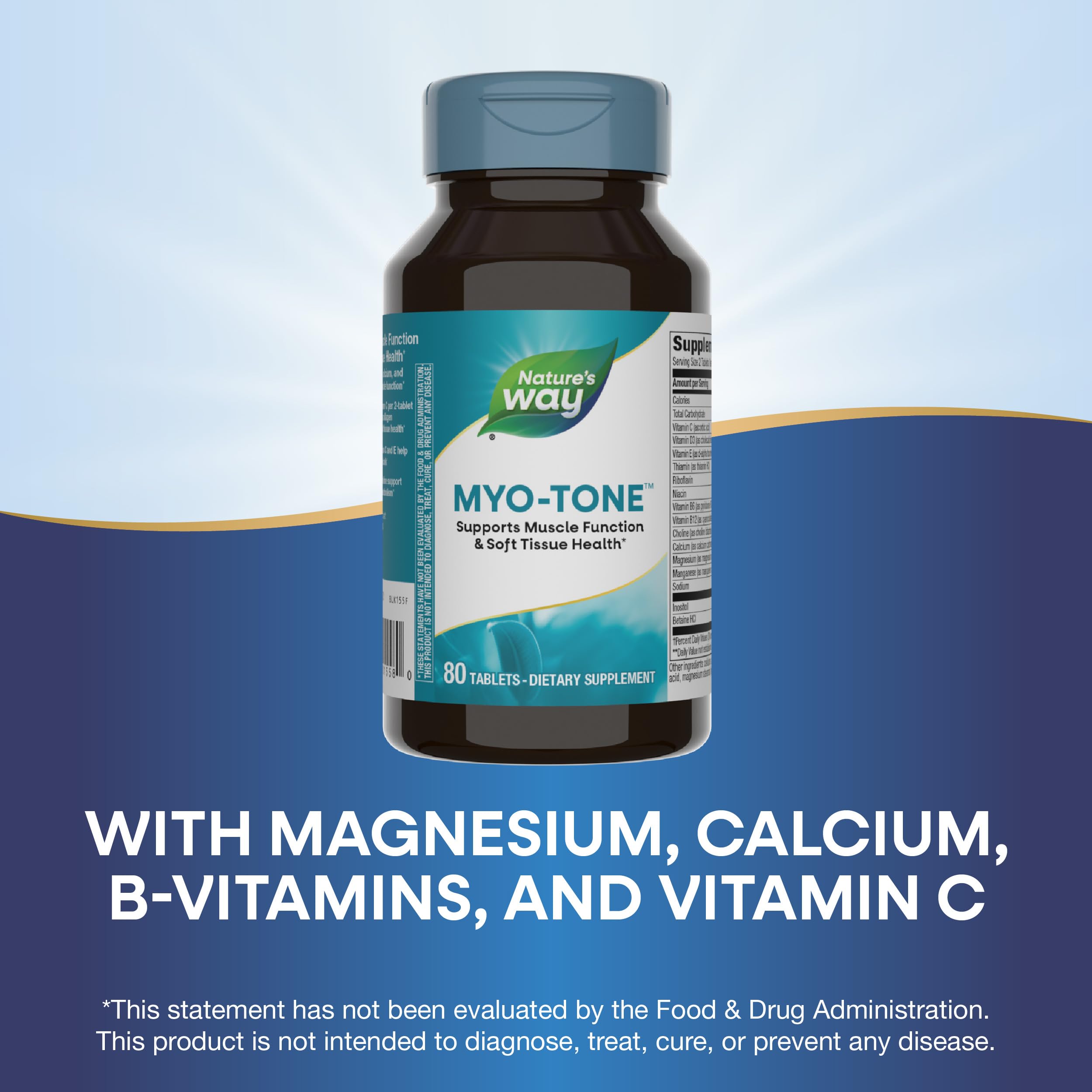 Nature's Way Myo-Tone – Muscle Function & Soft Tissue Health (80 Tablets, 2 Pack) – Gluten Free & Vegetarian