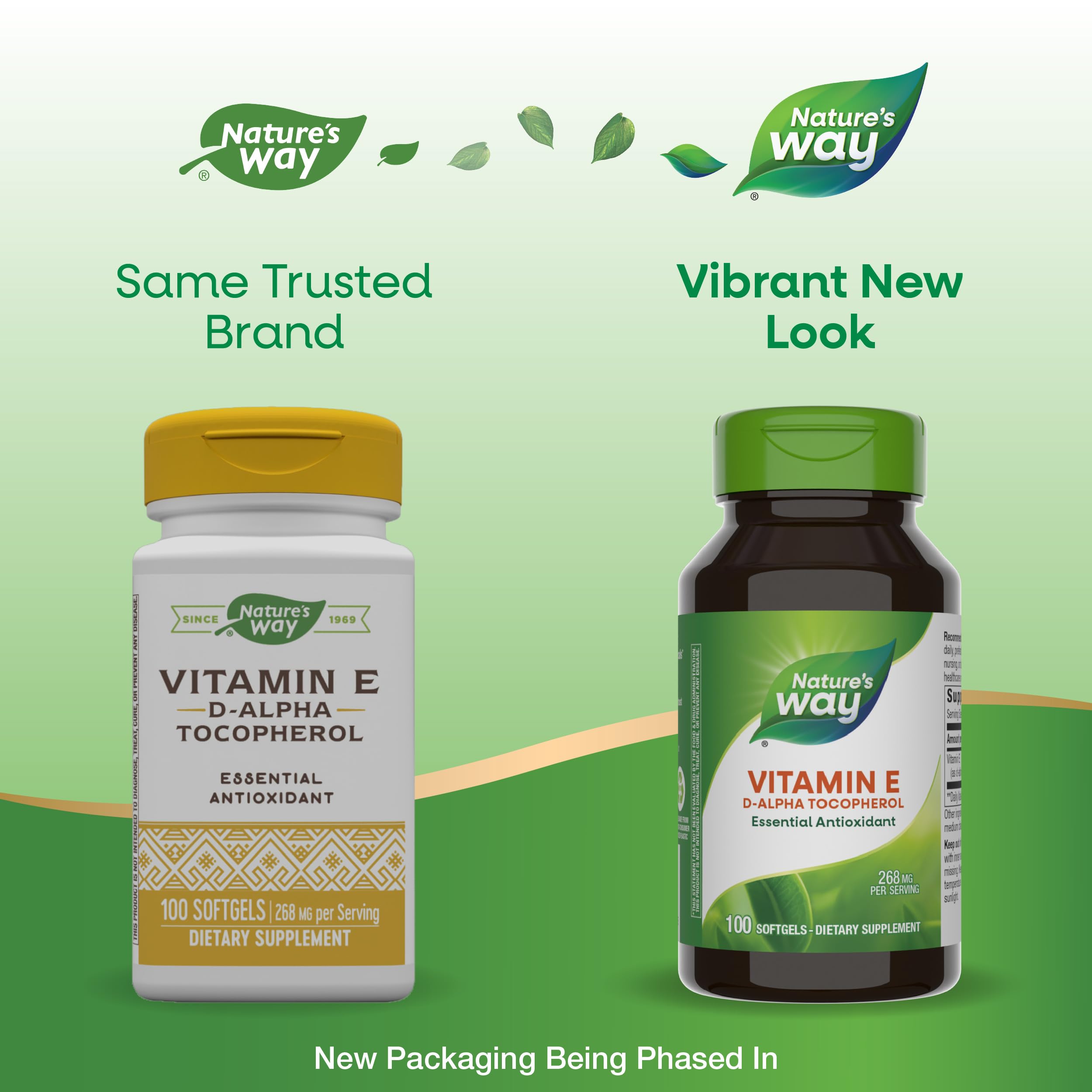 Nature's Way Vitamin E D-Alpha Tocopherol 268 mg – 2 Pack, Gluten-Free, Antioxidant Support (Packaging May Vary)
