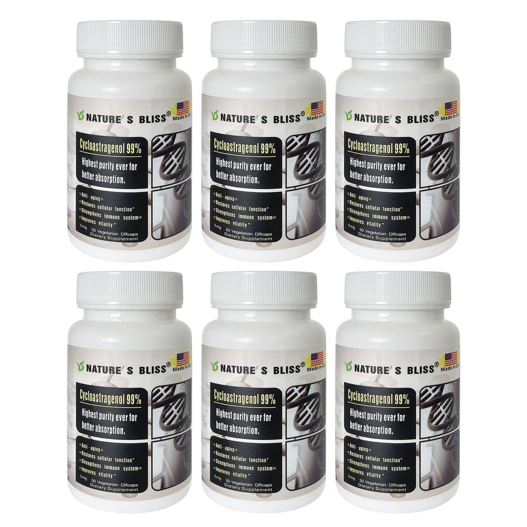 Nature'sbliss Cycloastragenol 99% - Stomach Acid Protected, Made in USA, 5mg, 180 Caps