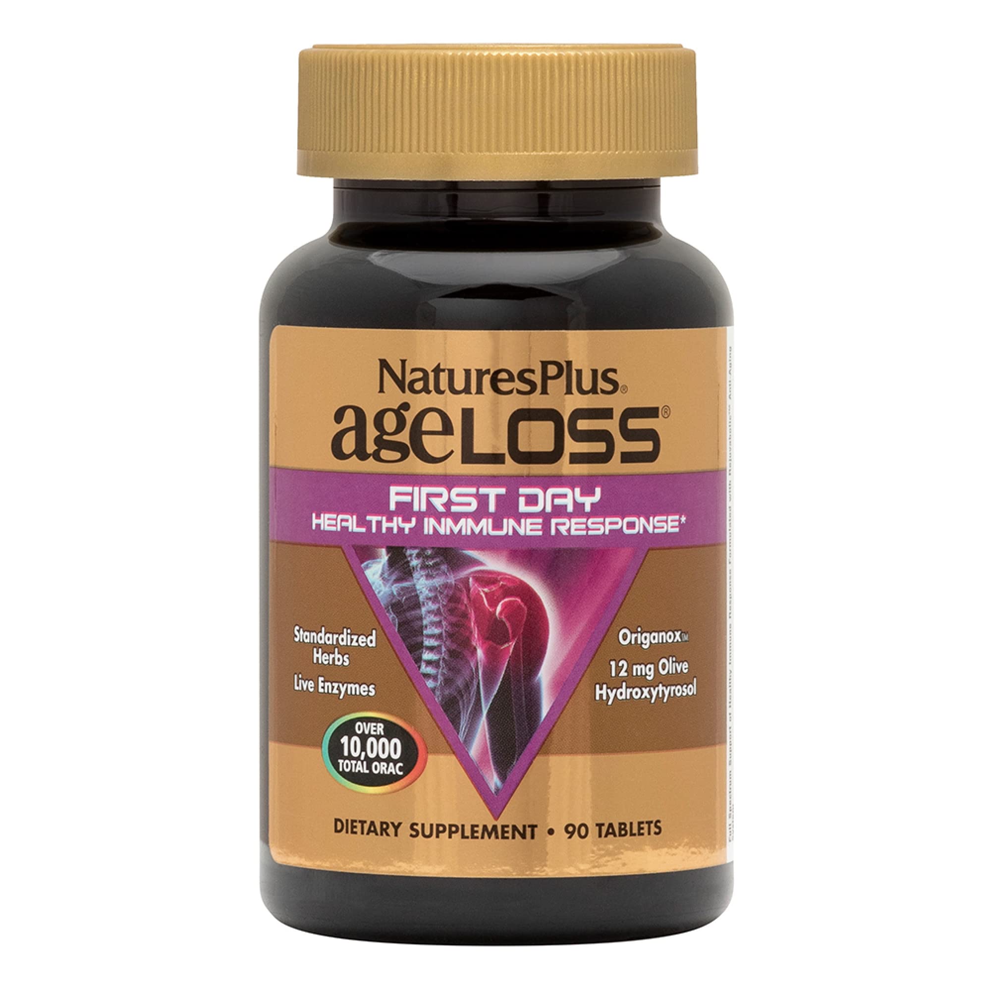 NaturesPlus AgeLoss First Day Healthy Immune Response - 90 Tablets | Vegetarian, Gluten Free | 30 Servings