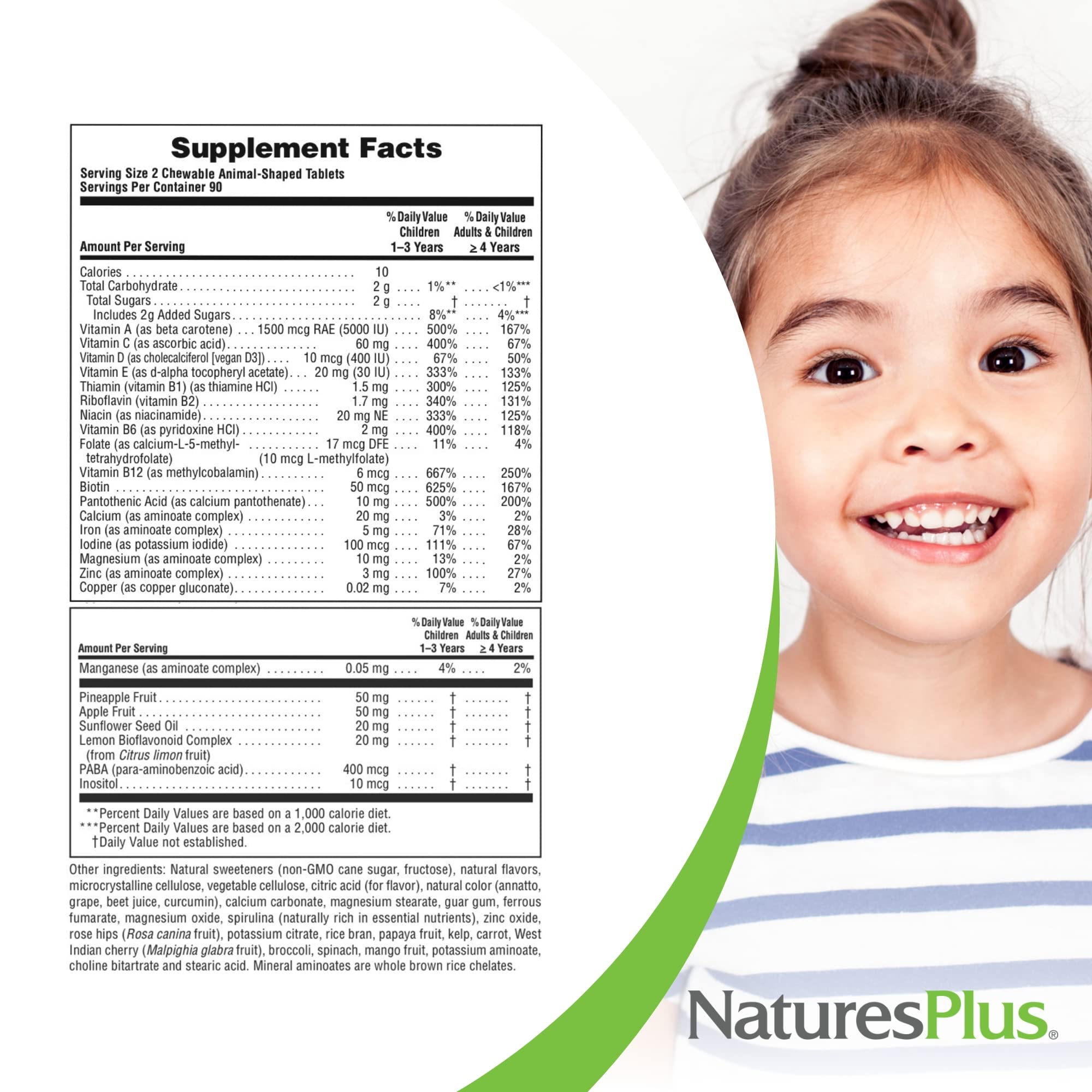 NaturesPlus Animal Parade Children's Multivitamin - 180 Animal-Shaped Chewables (90 Servings) | Vegetarian & Gluten Free