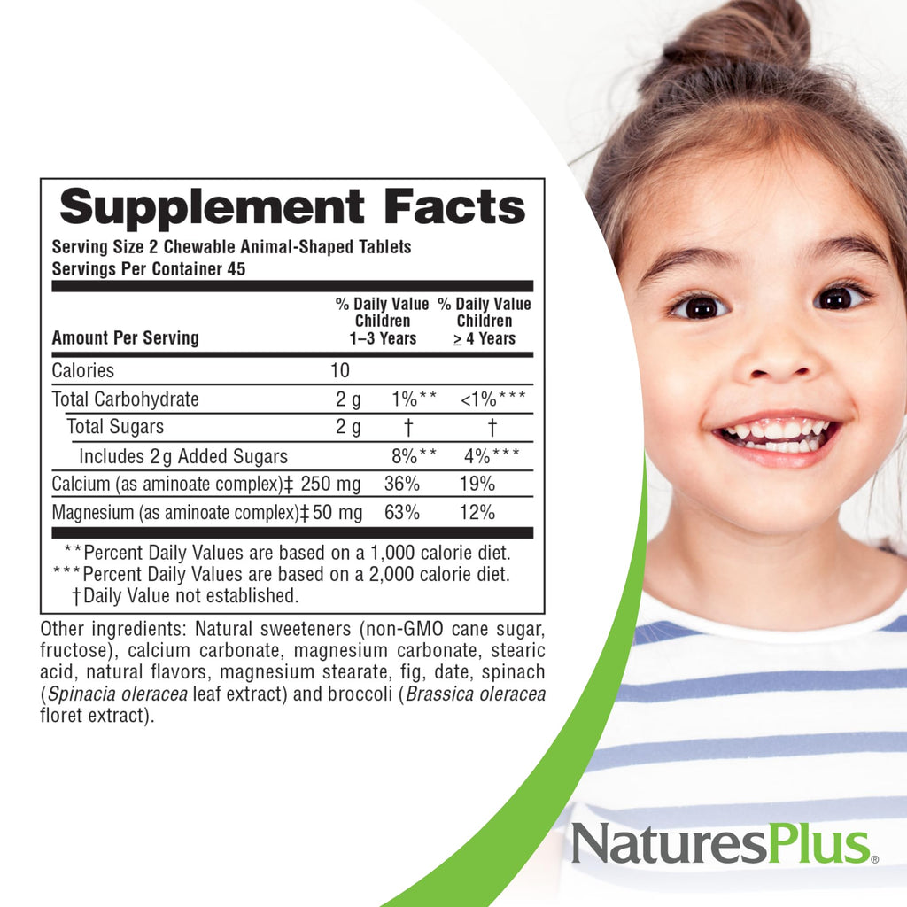 NaturesPlus Animal Parade Calcium Vanilla Sundae - 90 Chewable Tablets | Vegan, Gluten Free