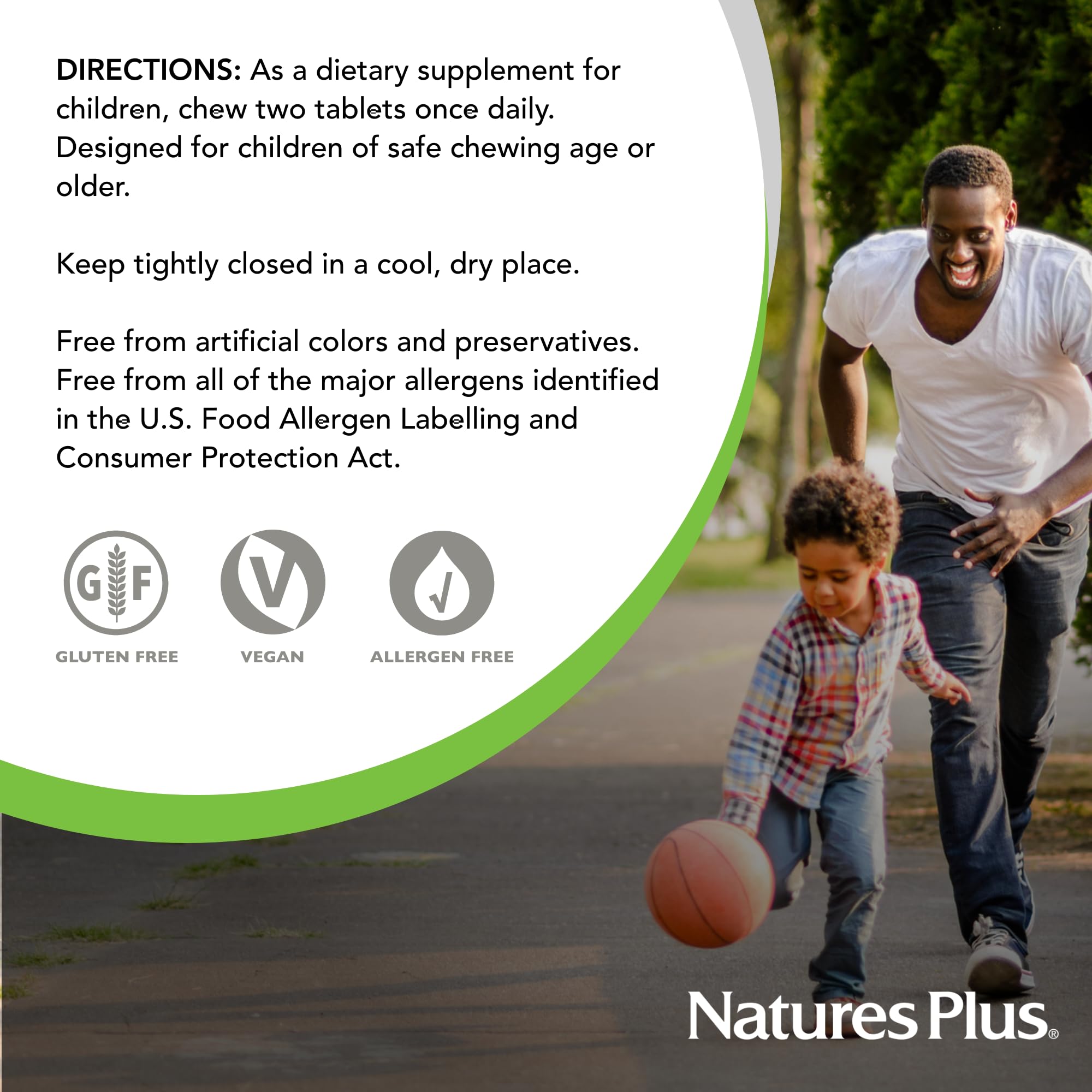 NaturesPlus Animal Parade Gold Children's Multivitamin – 60 Cherry/Orange/Grape Chewables, 2-Pack (Gluten Free, Vegetarian)