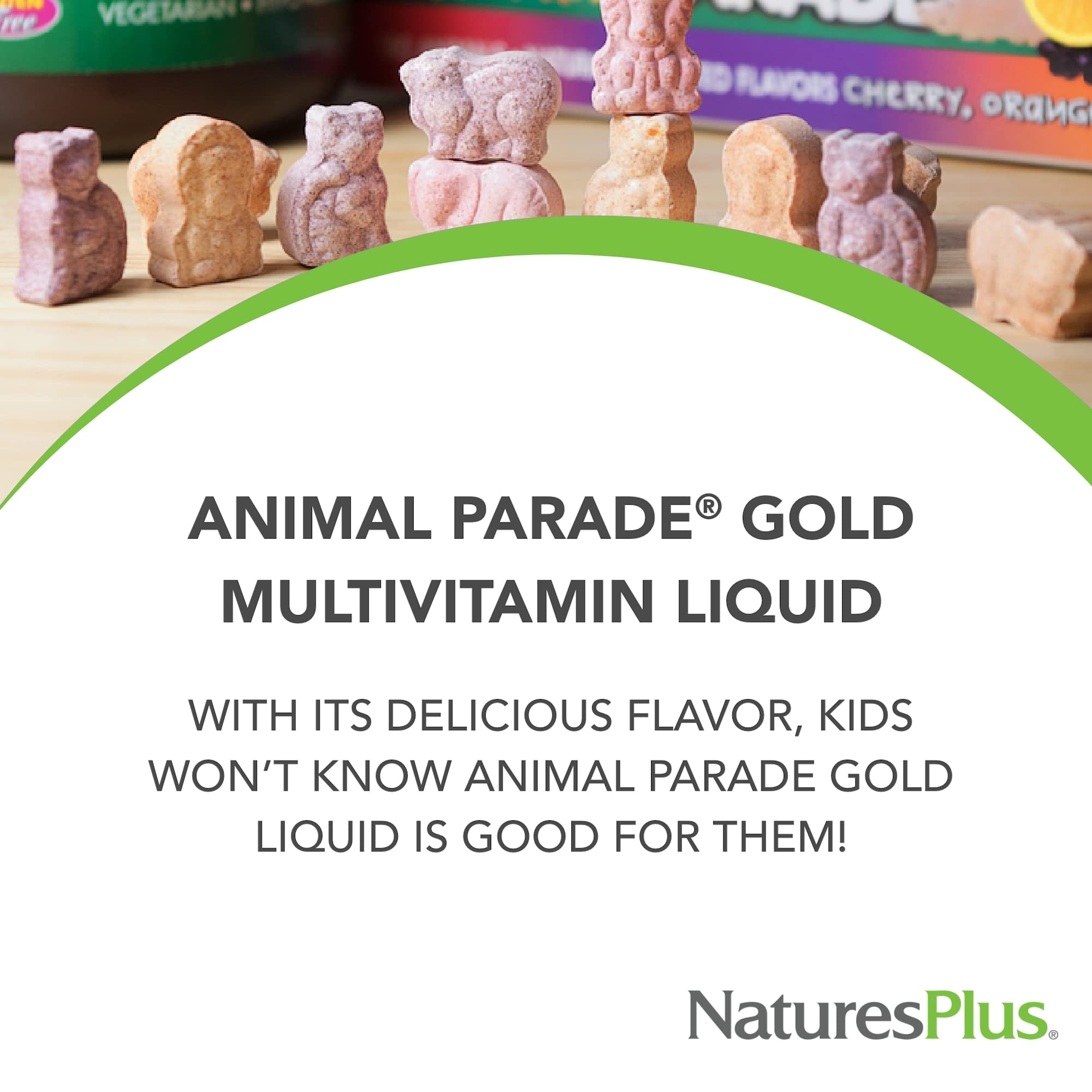 NaturesPlus Animal Parade Gold Kids Liquid Multivitamin – 16 fl oz Tropical Berry
