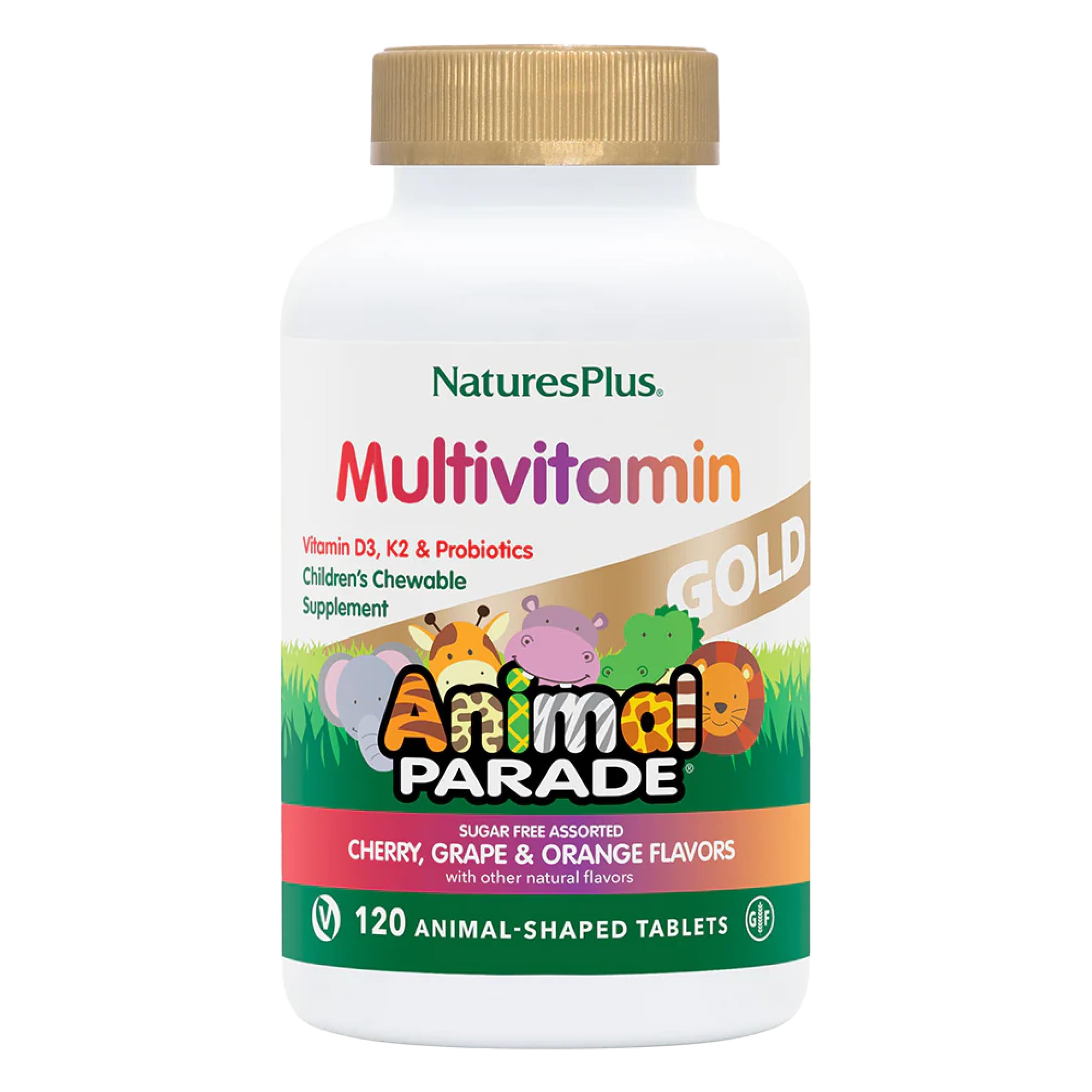 NaturesPlus Animal Parade Gold Kids Multivitamin – Vegan, Gluten Free, 180 Servings
