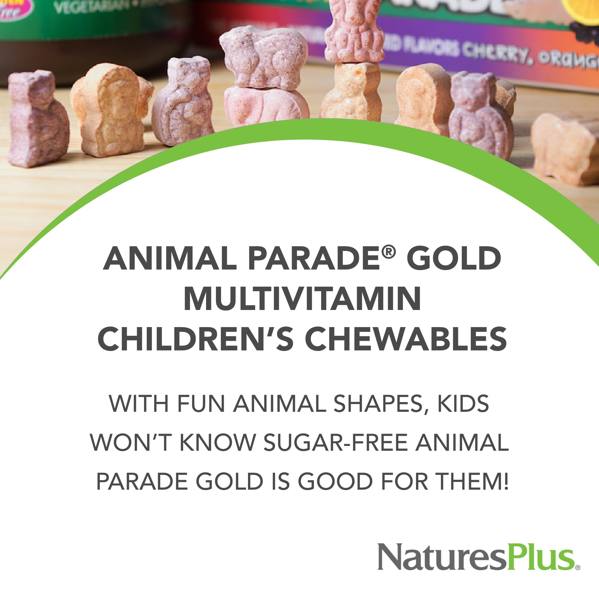 NaturesPlus Animal Parade Gold Orange Chewable Multivitamin - 120 Tabs (2 Pack) Gluten Free