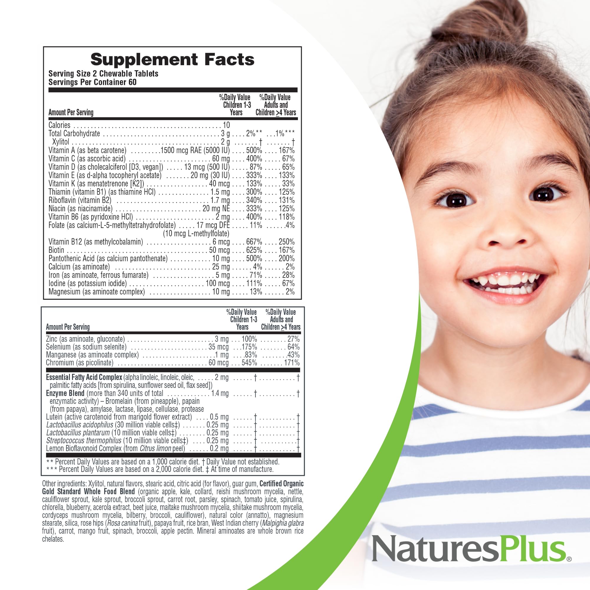 NaturesPlus Animal Parade Gold Orange Chewable Multivitamin - 120 Tabs (2 Pack) Gluten Free