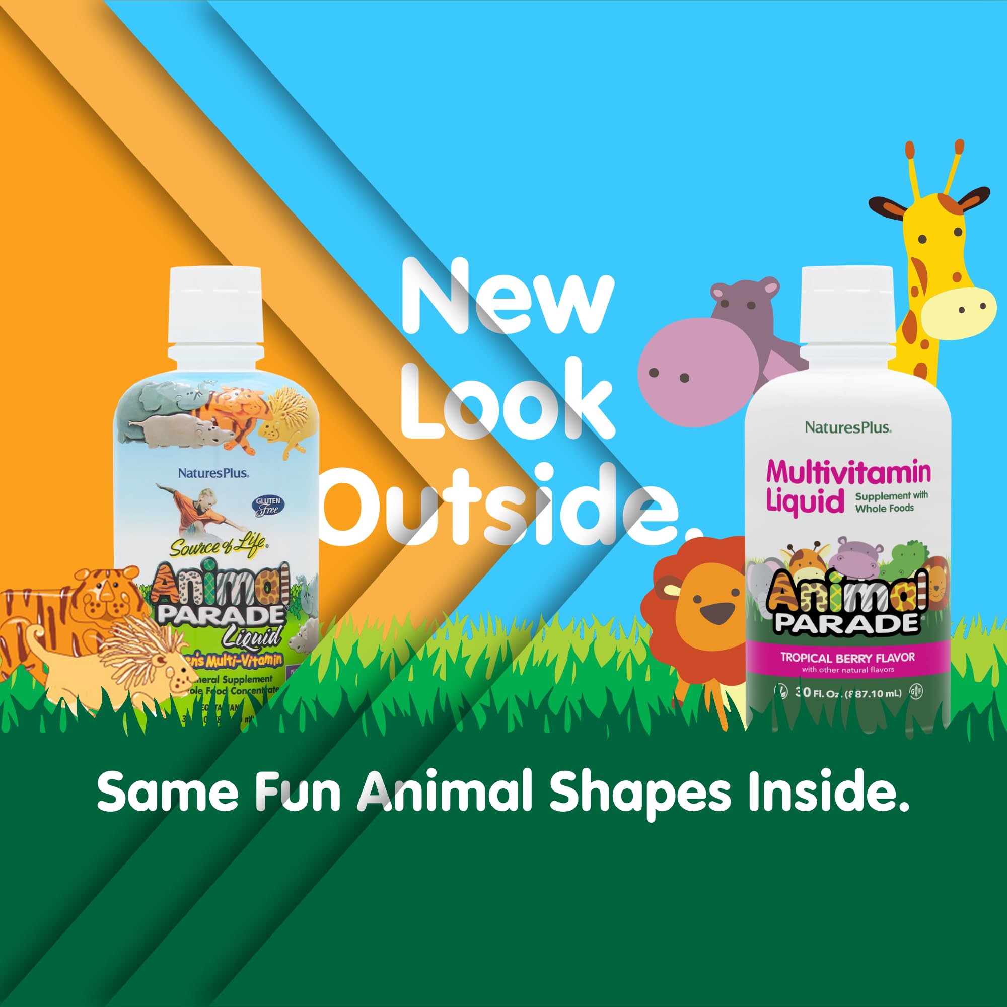 NaturesPlus Animal Parade Kids Liquid Multivitamin – Tropical Berry, 30 oz x2