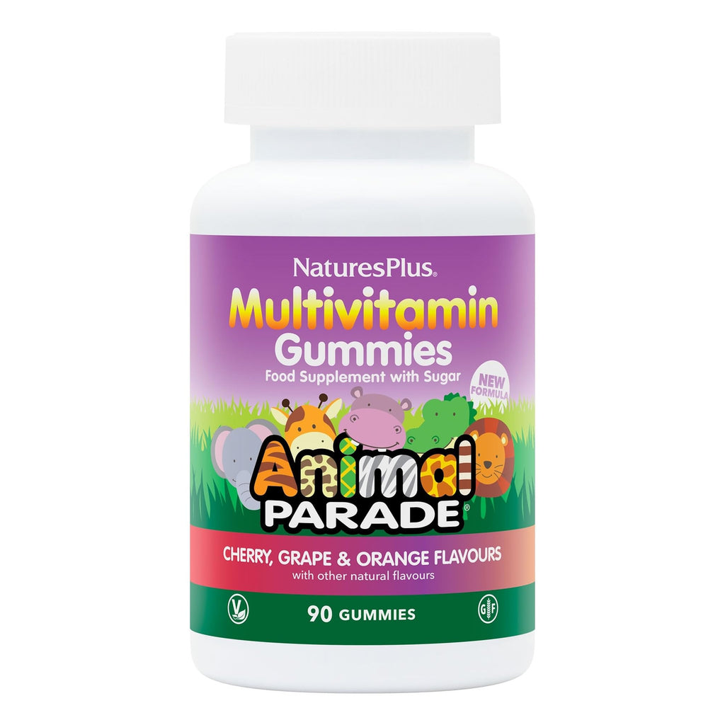 NaturesPlus Animal Parade Multivitamin Gummies - 90 Count, 30 Servings | Cherry, Grape & Orange