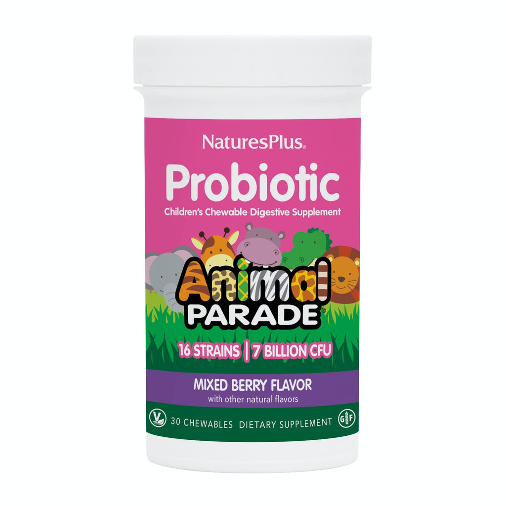 NaturesPlus Animal Parade Probiotic - Mixed Berry for Kids | Gut Health & Immunity | Vegan & Gluten Free