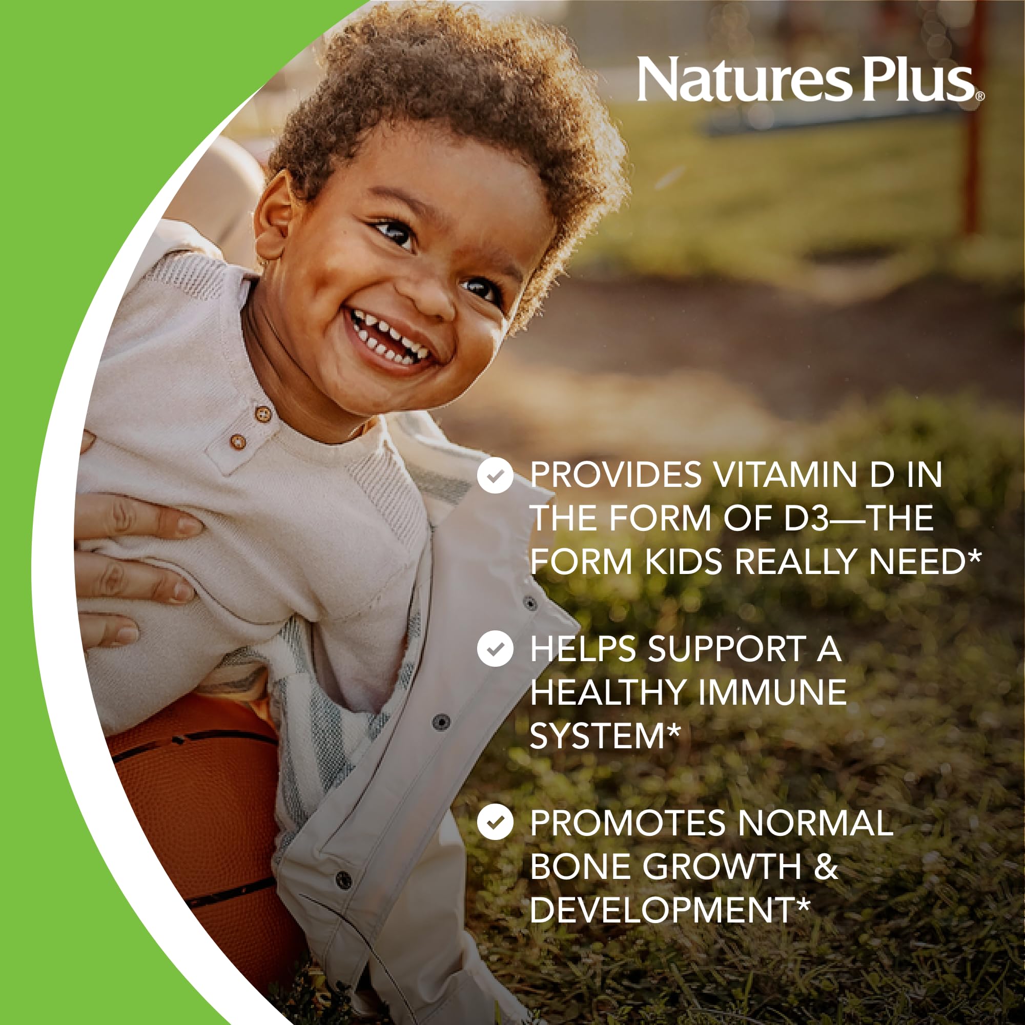 NaturesPlus Animal Parade Vitamin D3 for Kids – 500 IU, Gluten Free, Vegetarian, Black Cherry Flavor – 180 Servings (2 x 90)