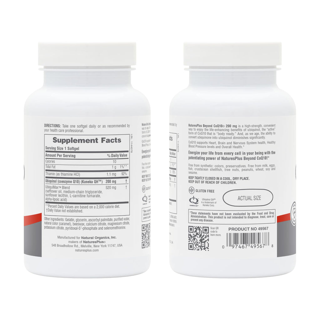 NaturesPlus Beyond CoQ10 Ubiquinol 200 mg - 60 Softgels