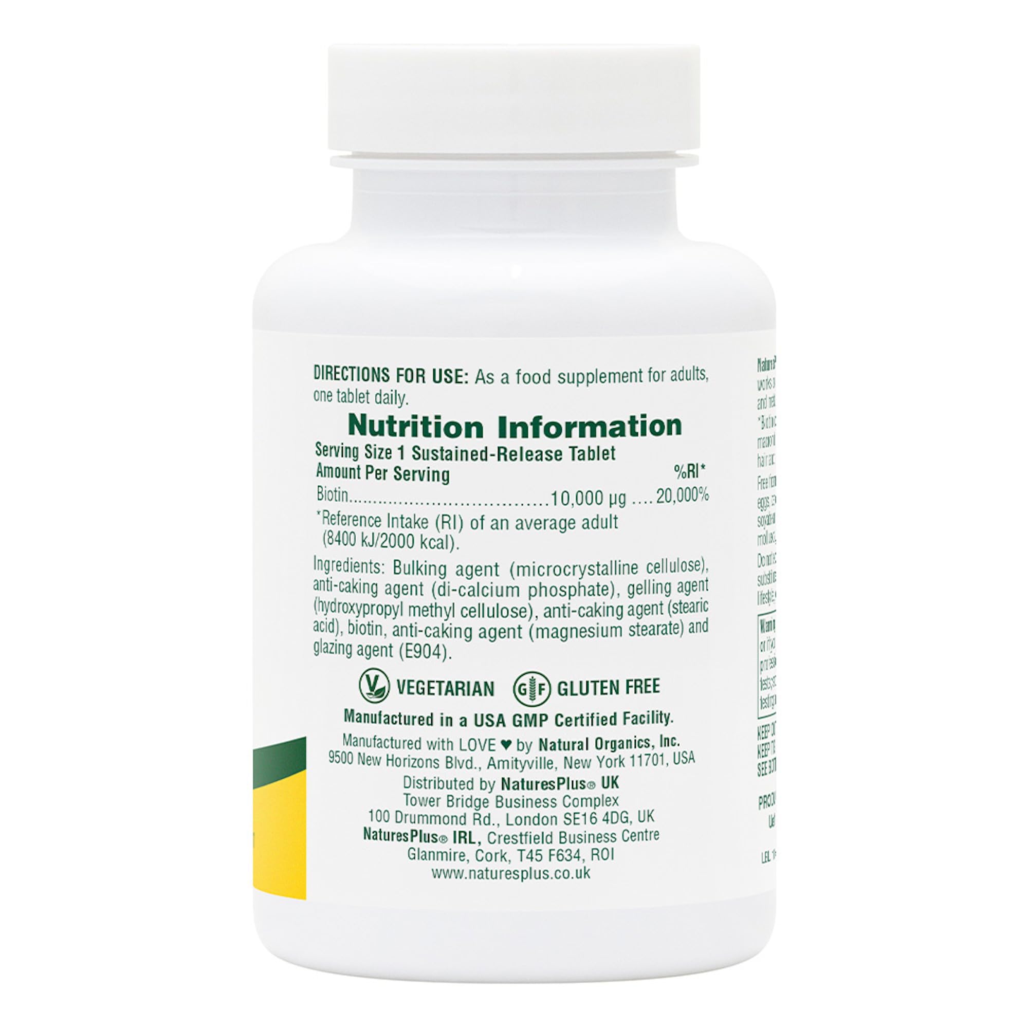 NaturesPlus Biotin Sustained Release – 90 Tablets (90 Servings) – Vegetarian, Gluten Free