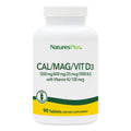 NaturesPlus Calcium Magnesium Vitamin D3 with Vitamin K2 – Bone & Immune Support (Vegetarian, Gluten Free) – 90 Tablets