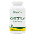 NaturesPlus Calcium Magnesium Vitamin D3 with Vitamin K2 – Bone & Immune Health | 180 Tablets (45 Servings) | Vegetarian & Gluten Free