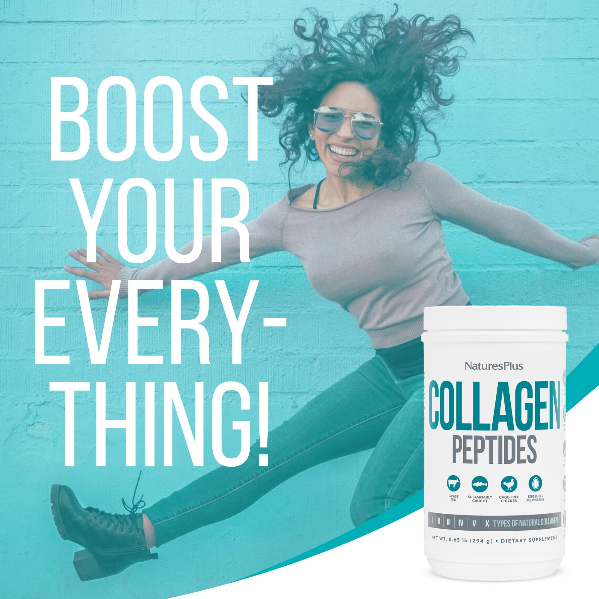 NaturesPlus Collagen Peptides Powder 0.65 lb – Hair, Skin, Nails & Joints, Immune Support – Non-GMO, Gluten Free – 28 Servings