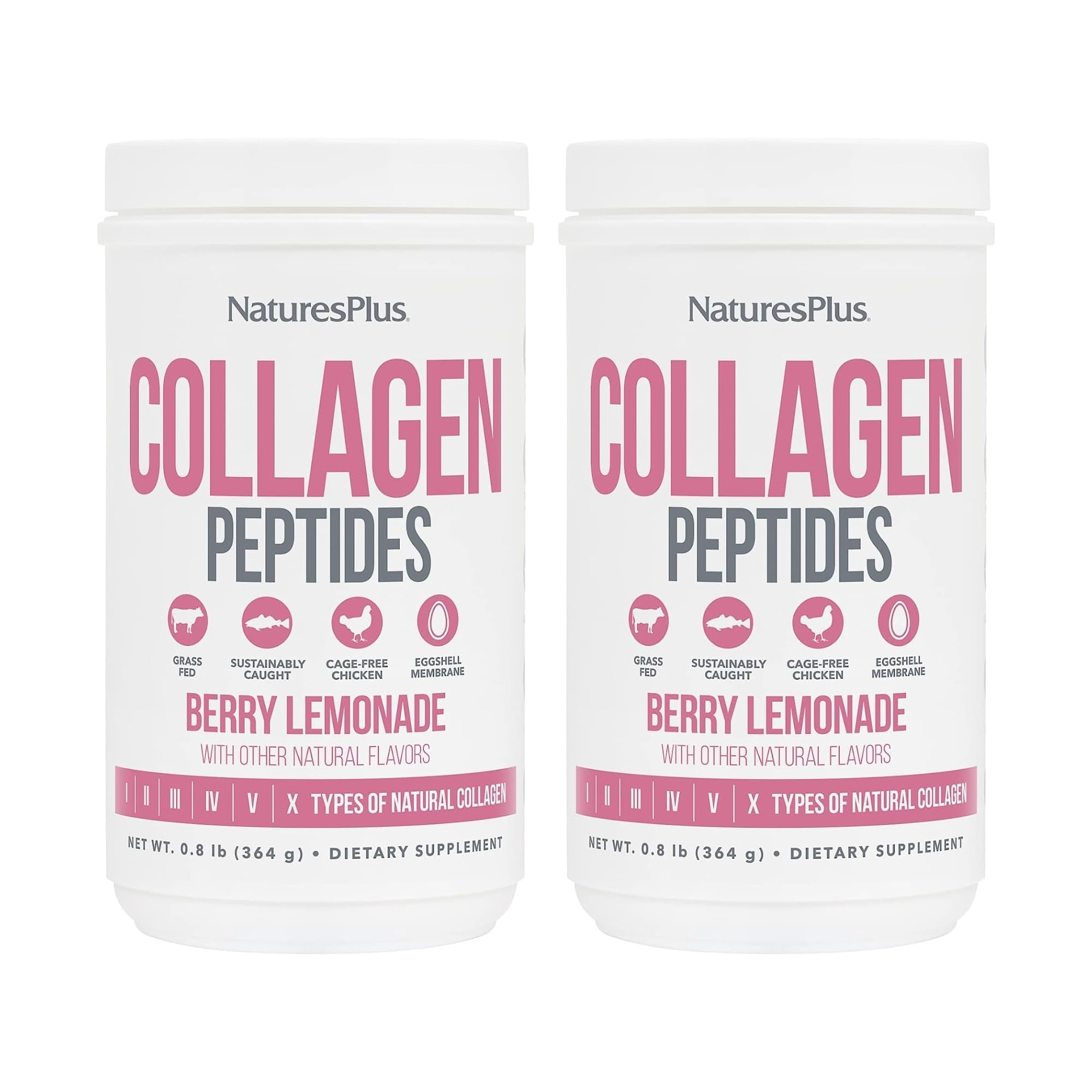 NaturesPlus Collagen Peptides Berry Lemonade – 0.8 lb Powder (Pack of 2) for Hair, Skin, Nails & Joints