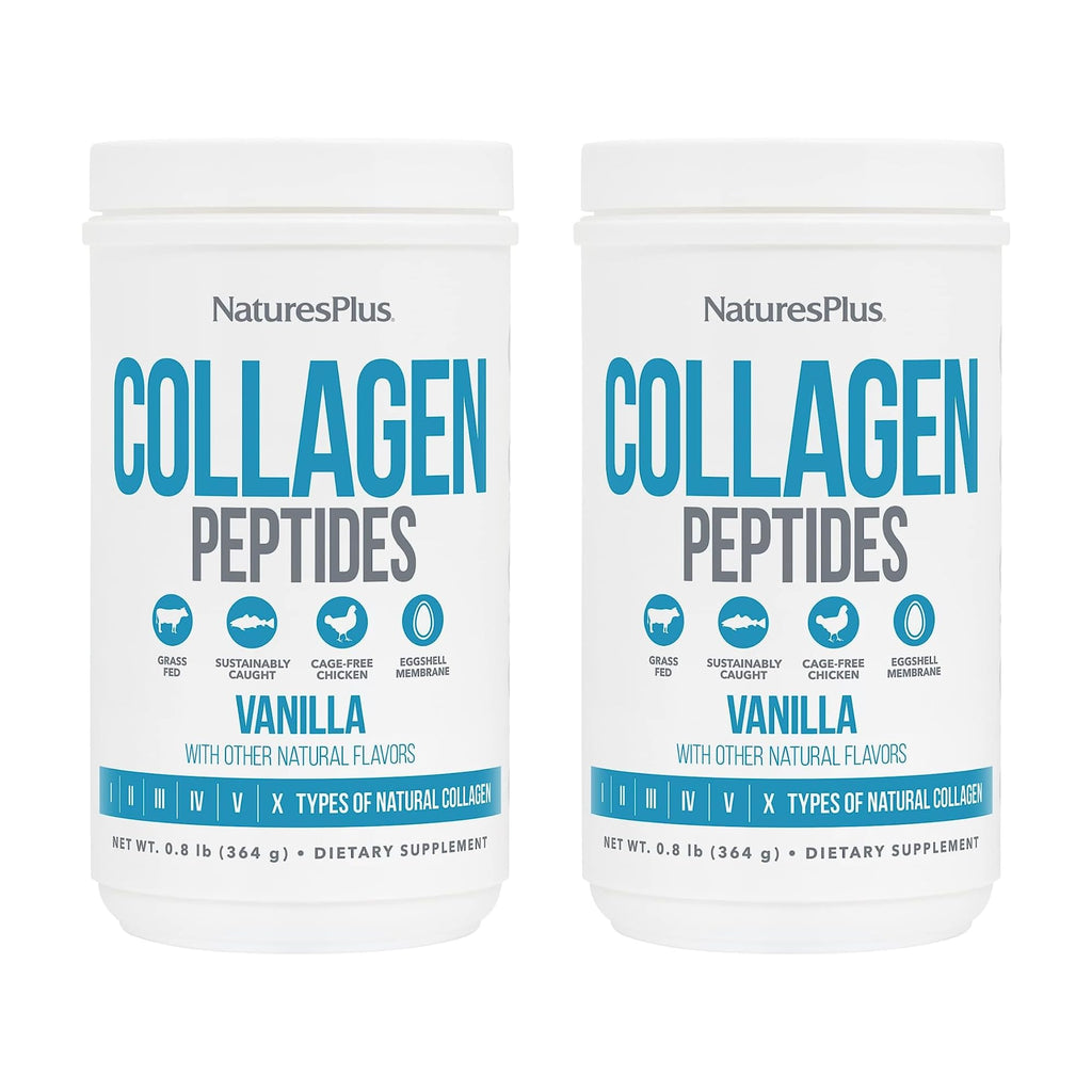 NaturesPlus Collagen Peptides Vanilla – 2 Pack (364 g) | Hair, Skin, Nails & Joints | Non-GMO, Gluten Free