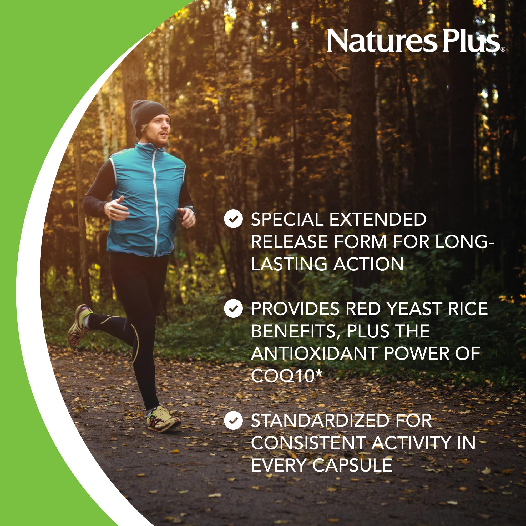 NaturesPlus Herbal Actives Red Yeast Rice 600mg & CoQ10 100mg – Extended Release, 30 Vegan Tablets