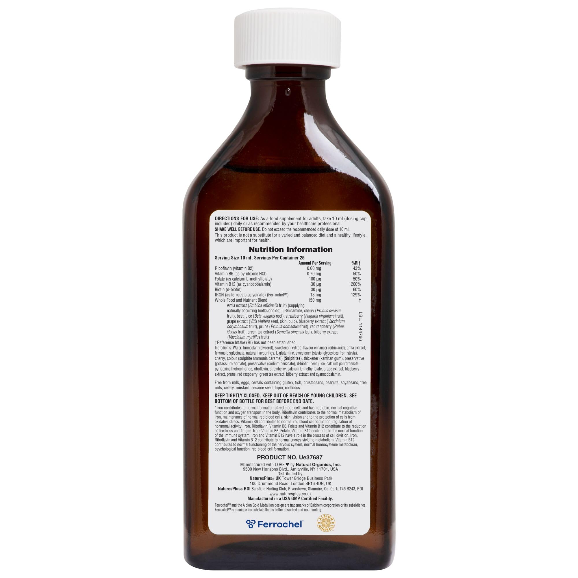 NaturesPlus Hema-Plex Liquid Iron - Mixed Berry, 8.5 oz | 25 Servings | Vegan, Gluten Free