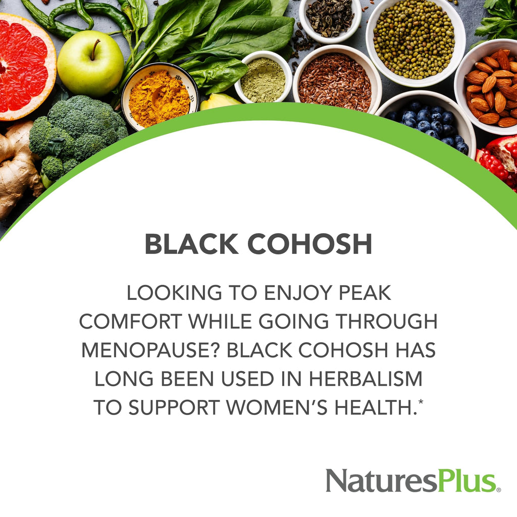 NaturesPlus Herbal Actives Black Cohosh - 30 Tablets | Menopause Support, Vegetarian & Gluten Free