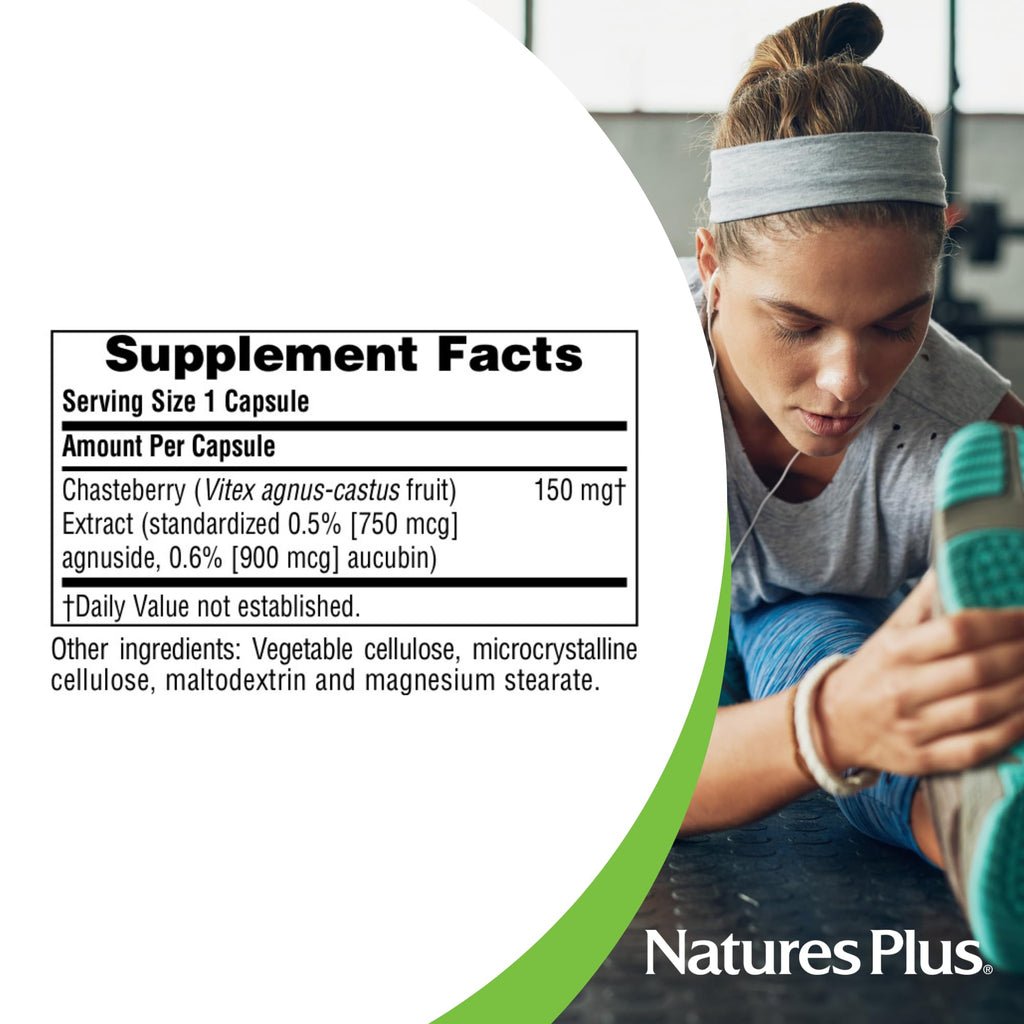 NaturesPlus Herbal Actives Chasteberry - 60 Capsules, Menstrual Health