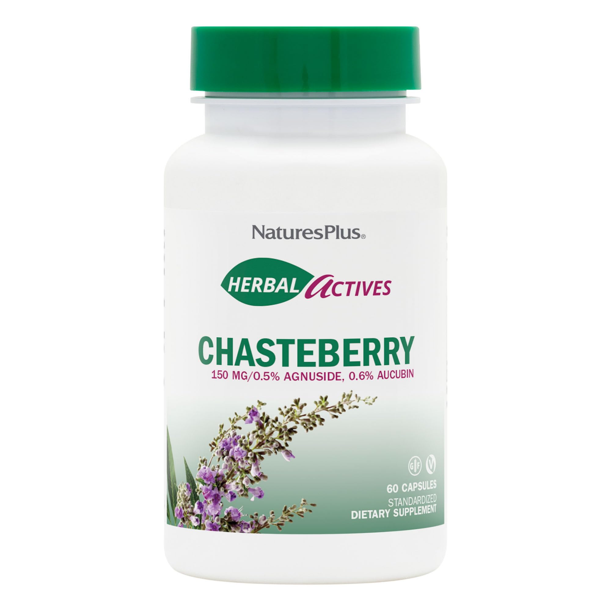 NaturesPlus Herbal Actives Chasteberry - 60 Capsules, Menstrual Health