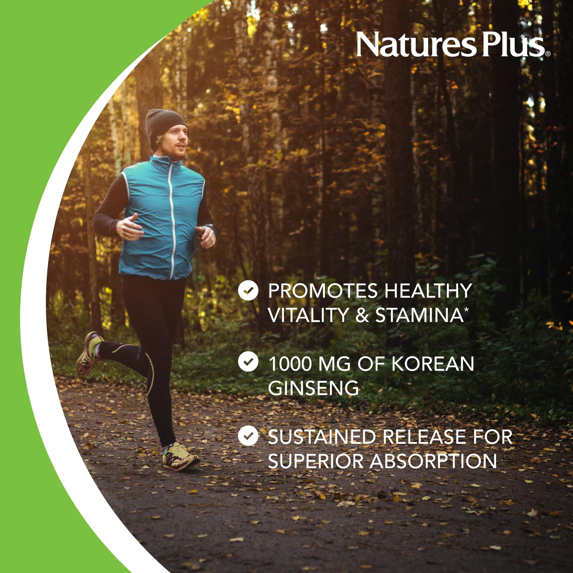 NaturesPlus Herbal Actives Korean Ginseng - Extended Release 1000 mg | 30 Vegan Tablets