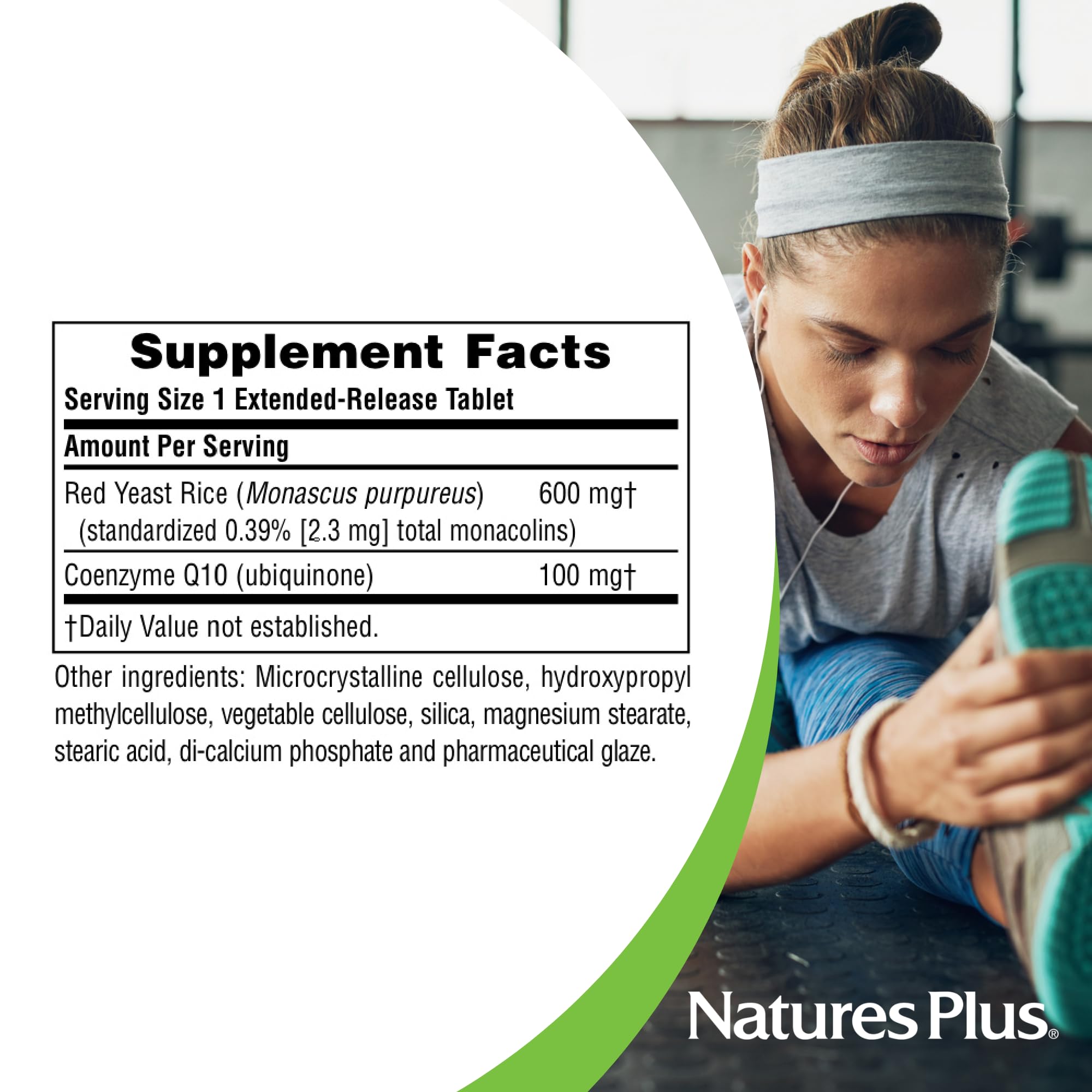 NaturesPlus Herbal Actives Red Yeast Rice 600mg & CoQ10 100mg – Extended Release, 30 Vegan Tablets