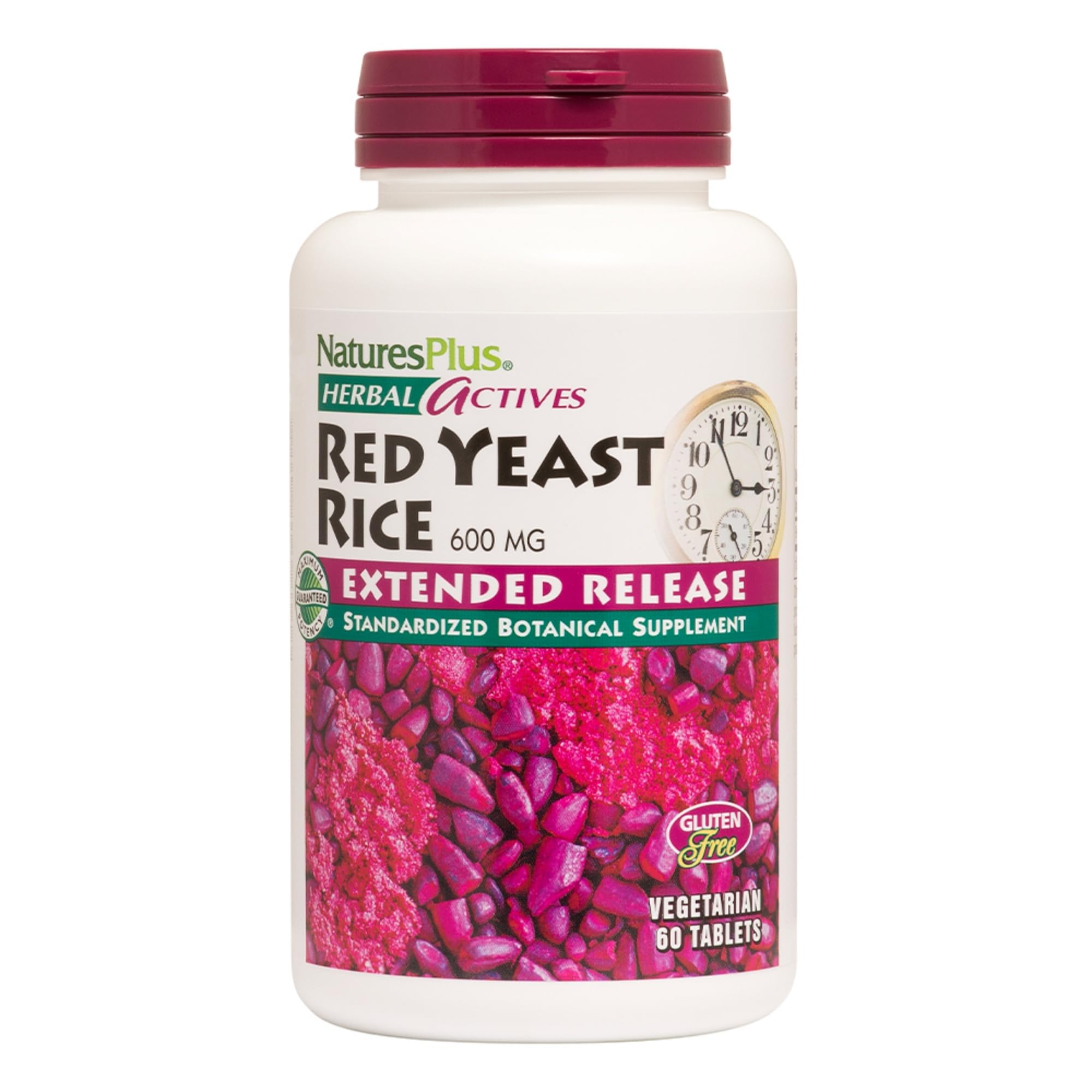 NaturesPlus Herbal Actives Red Yeast Rice, Extended Release 600mg — 60 Vegan Tablets | Cholesterol Support