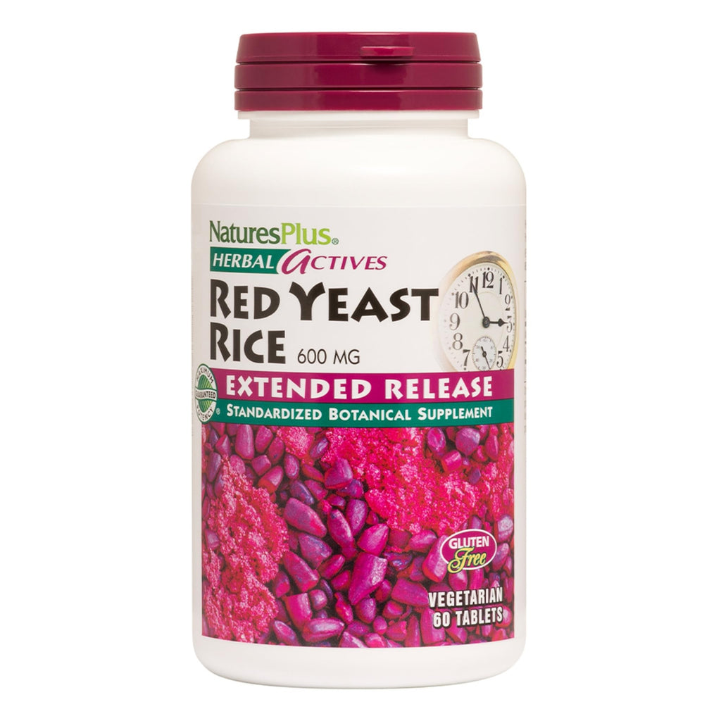NaturesPlus Herbal Actives Red Yeast Rice, Extended Release 600mg — 60 Vegan Tablets | Cholesterol Support