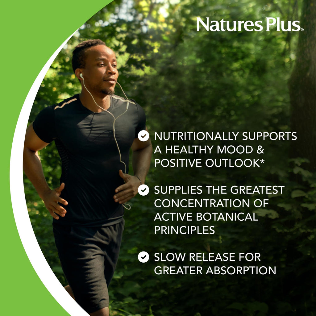 NaturesPlus Herbal Actives St. John’s Wort Extended Release — 120 Servings (60 Tablets x 2) | Vegetarian & Gluten Free