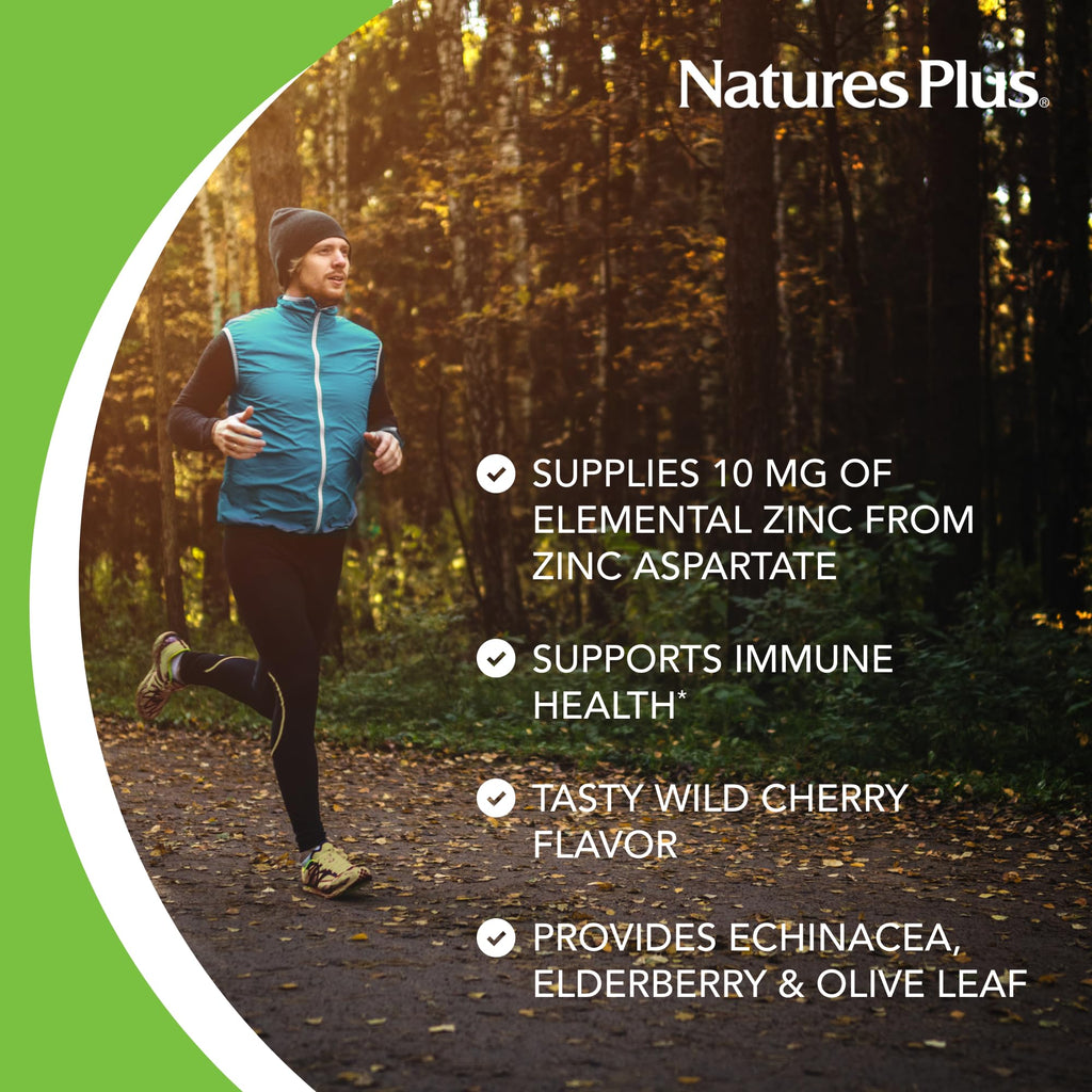NaturesPlus Herbal Actives ImmunActin – Zinc Lozenges, Wild Cherry (Pack of 2)