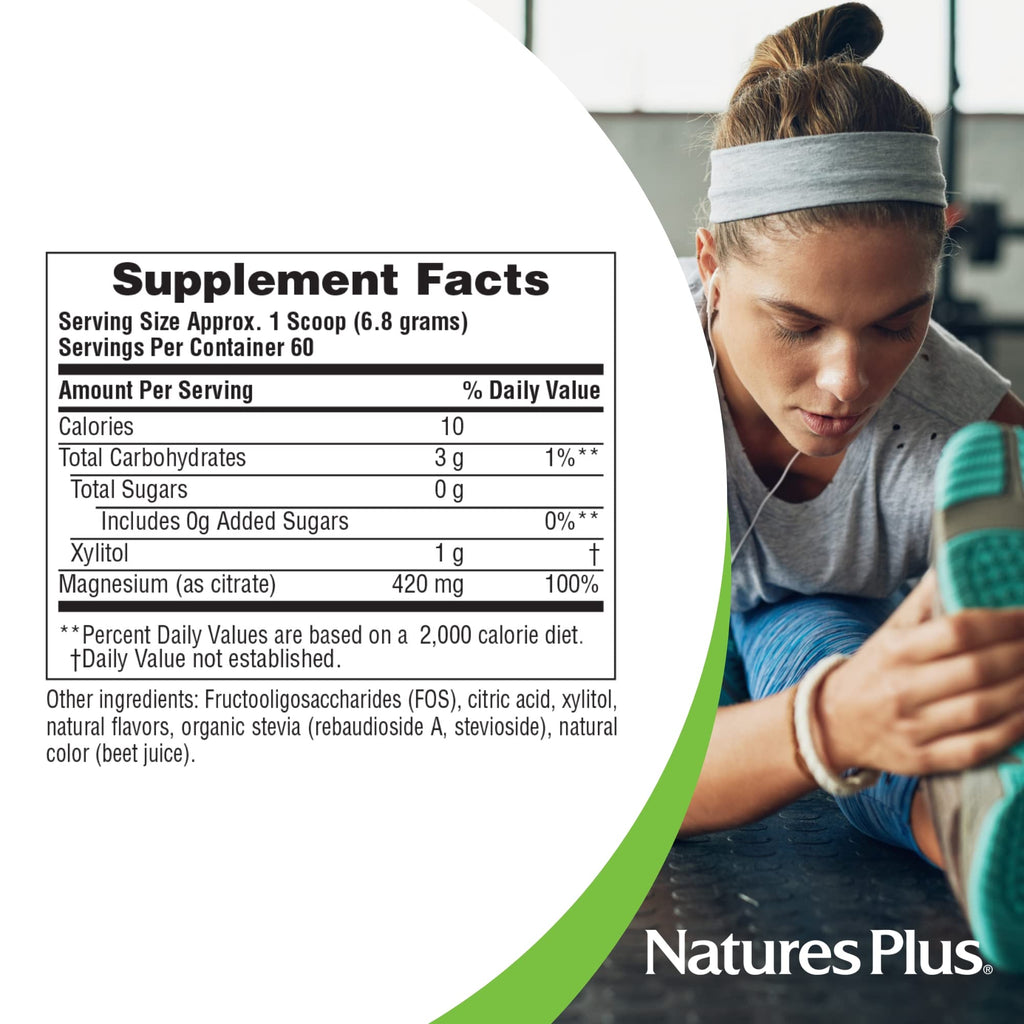NaturesPlus KalmAssure Magnesium Powder - 0.9 lb - Pink Lemonade Flavor - Supports Nerve and Muscle Relaxation - Non-GMO, Gluten Free, Vegan - 60 Servings