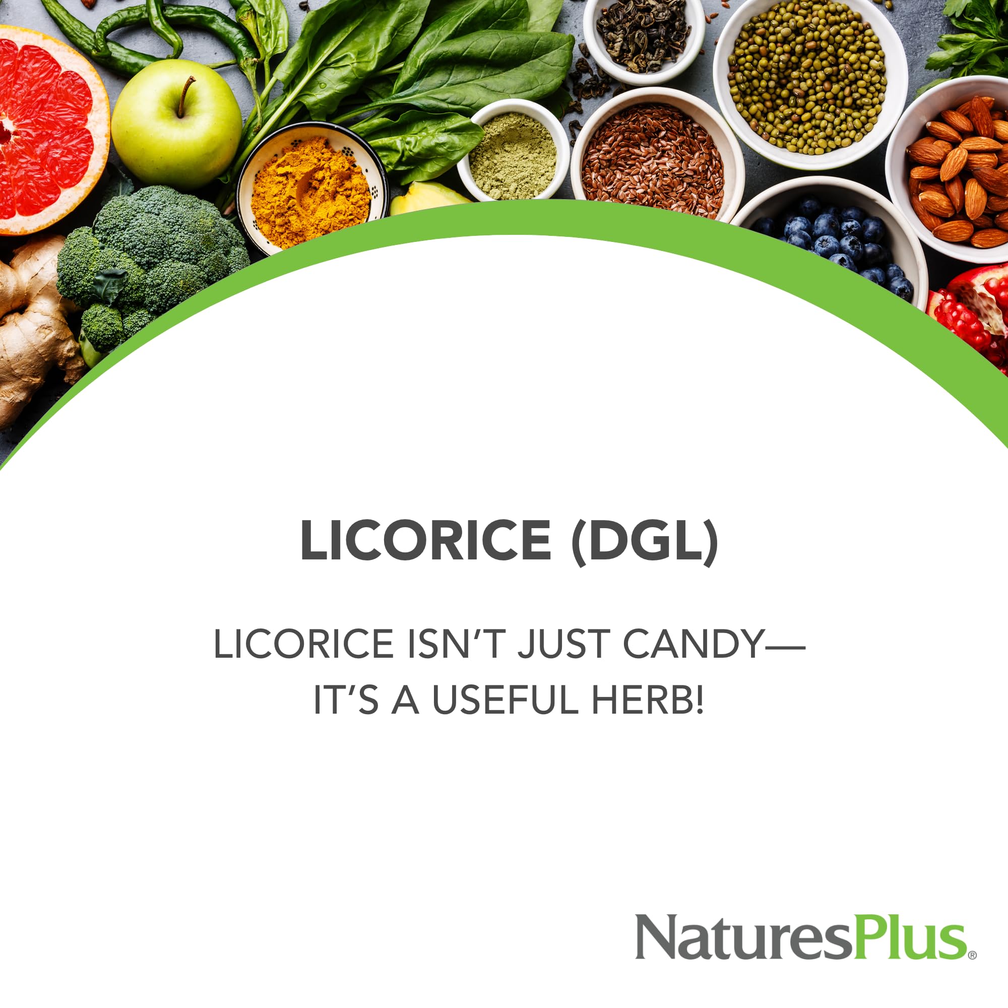 NaturesPlus Herbal Actives Licorice (DGL) 500 mg — 60 Veg Capsules (Pack of 4) | Supports Digestion
