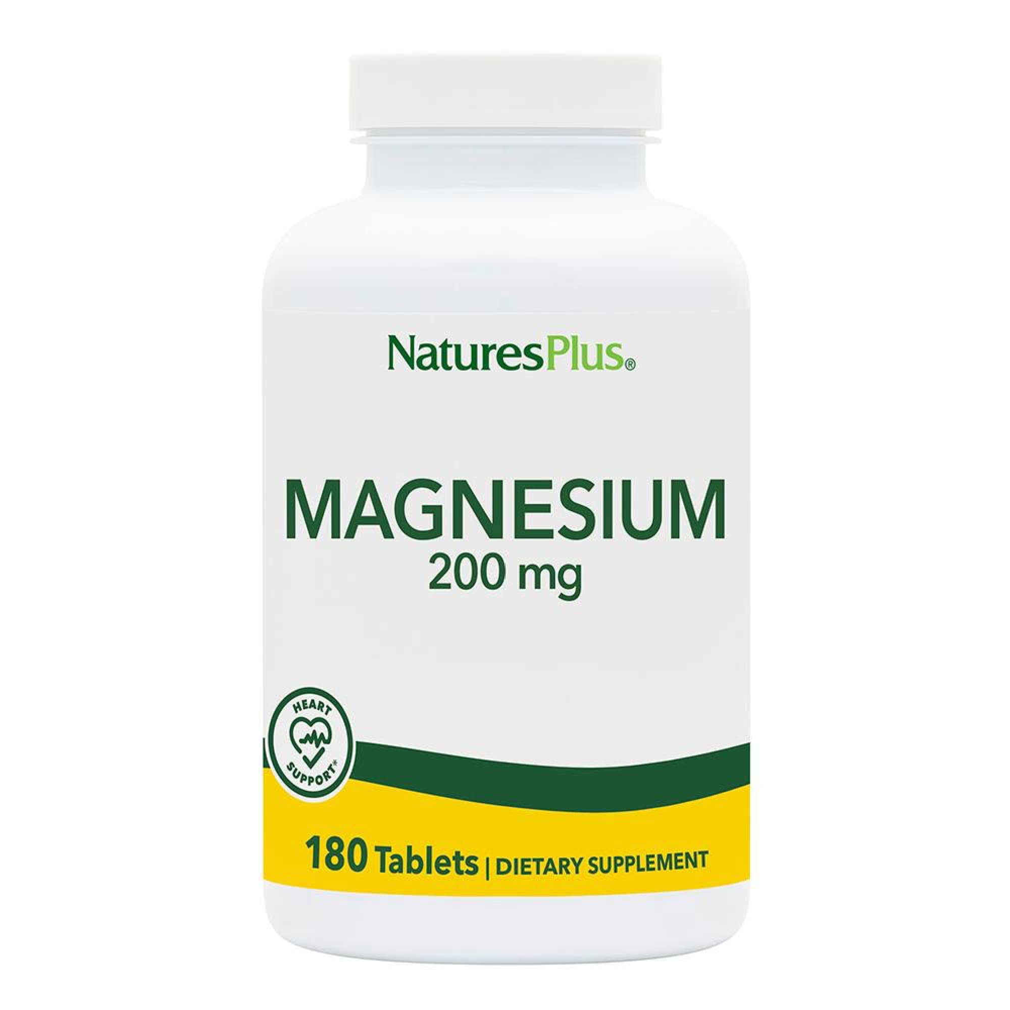 NaturesPlus Magnesium 200 mg | 180 Tablets | Vegetarian & Gluten Free - 180 Servings