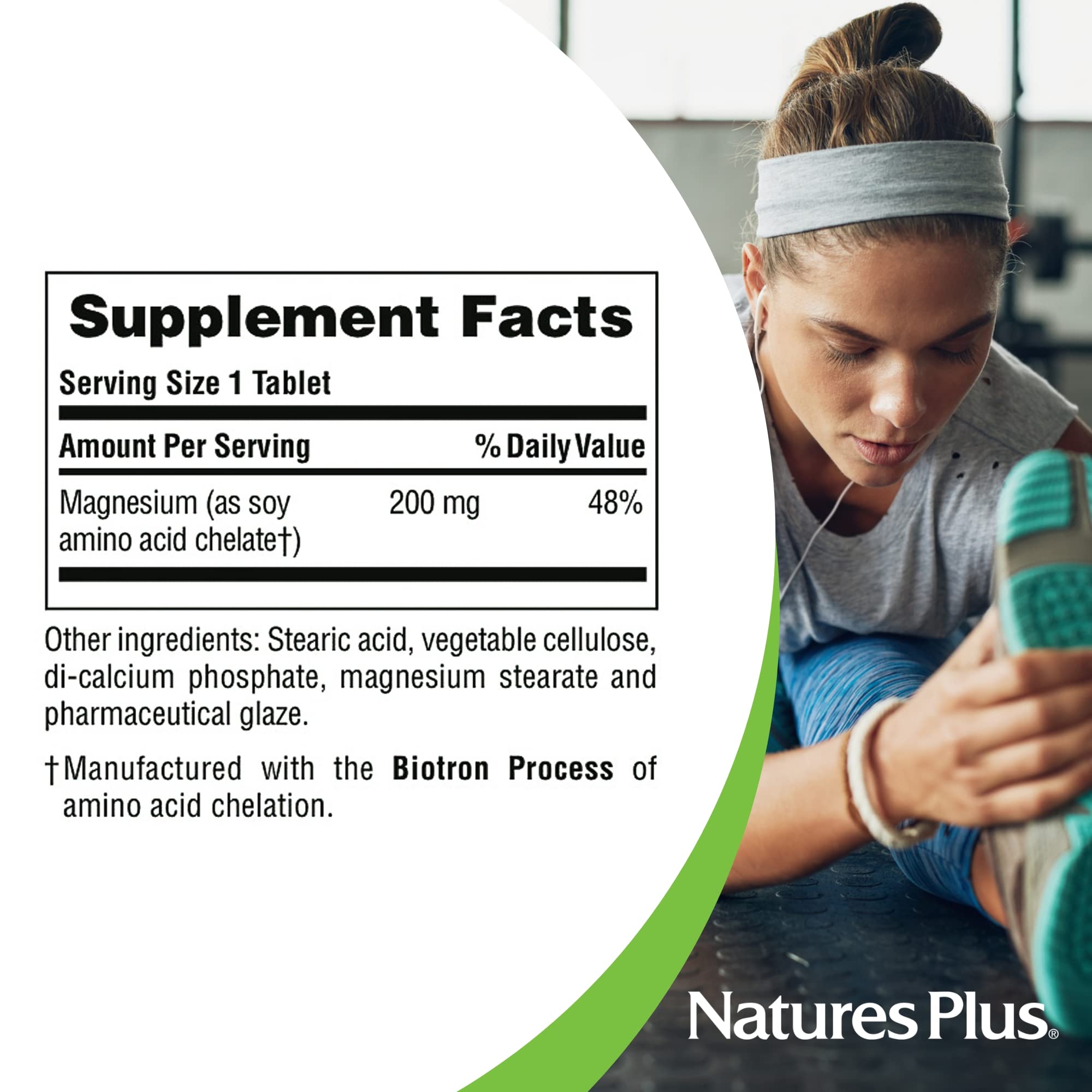 NaturesPlus Magnesium 200 mg | 180 Tablets | Vegetarian & Gluten Free - 180 Servings